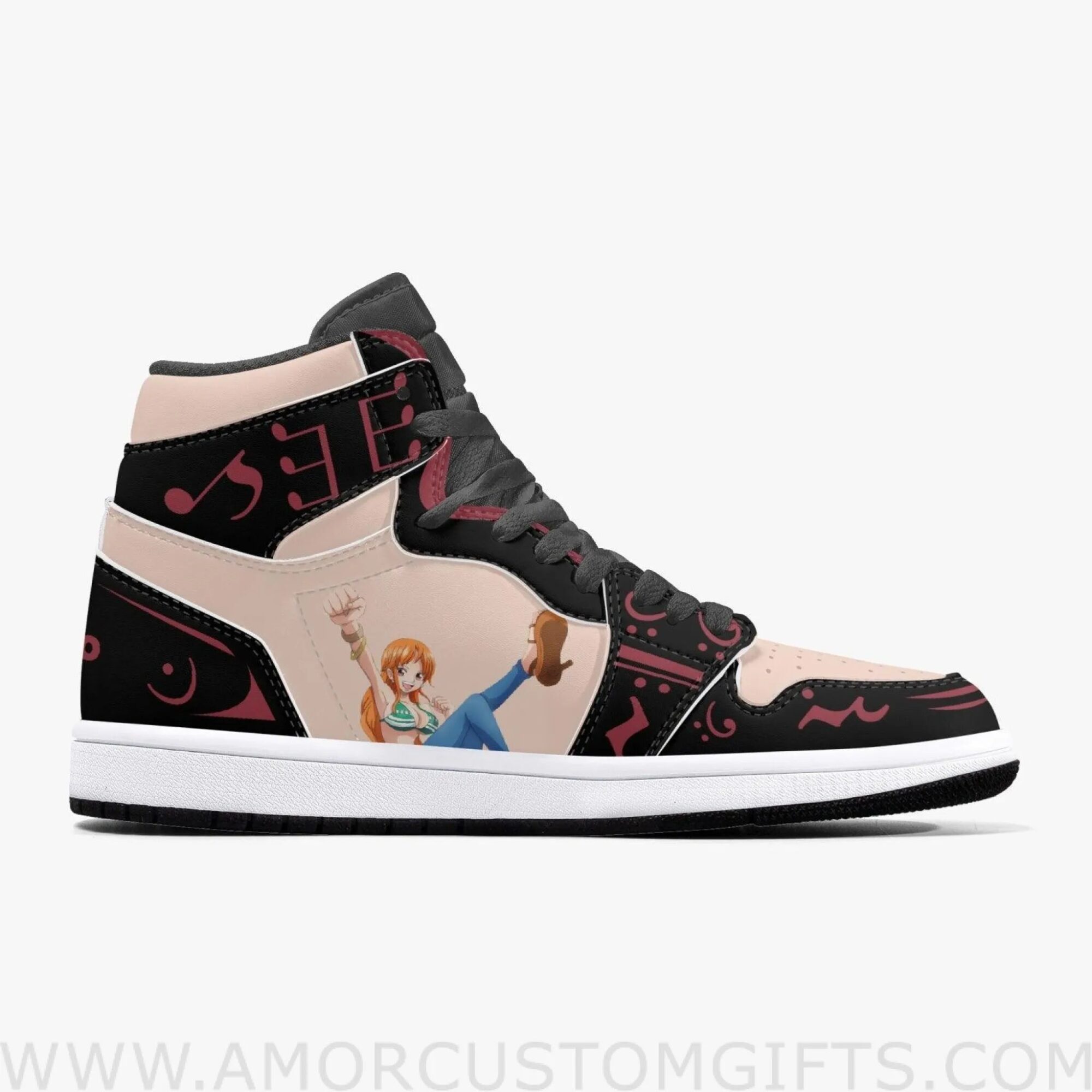 Custom One Piece Nami JD1 Anime Sneakers Mid 1 Basketball Shoes