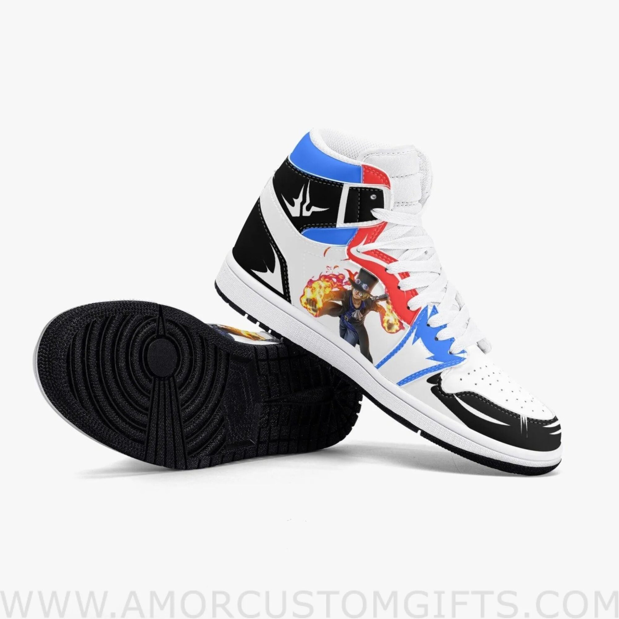 Custom One Piece Sabo JD1 Anime Sneakers Mid 1 Basketball Shoes