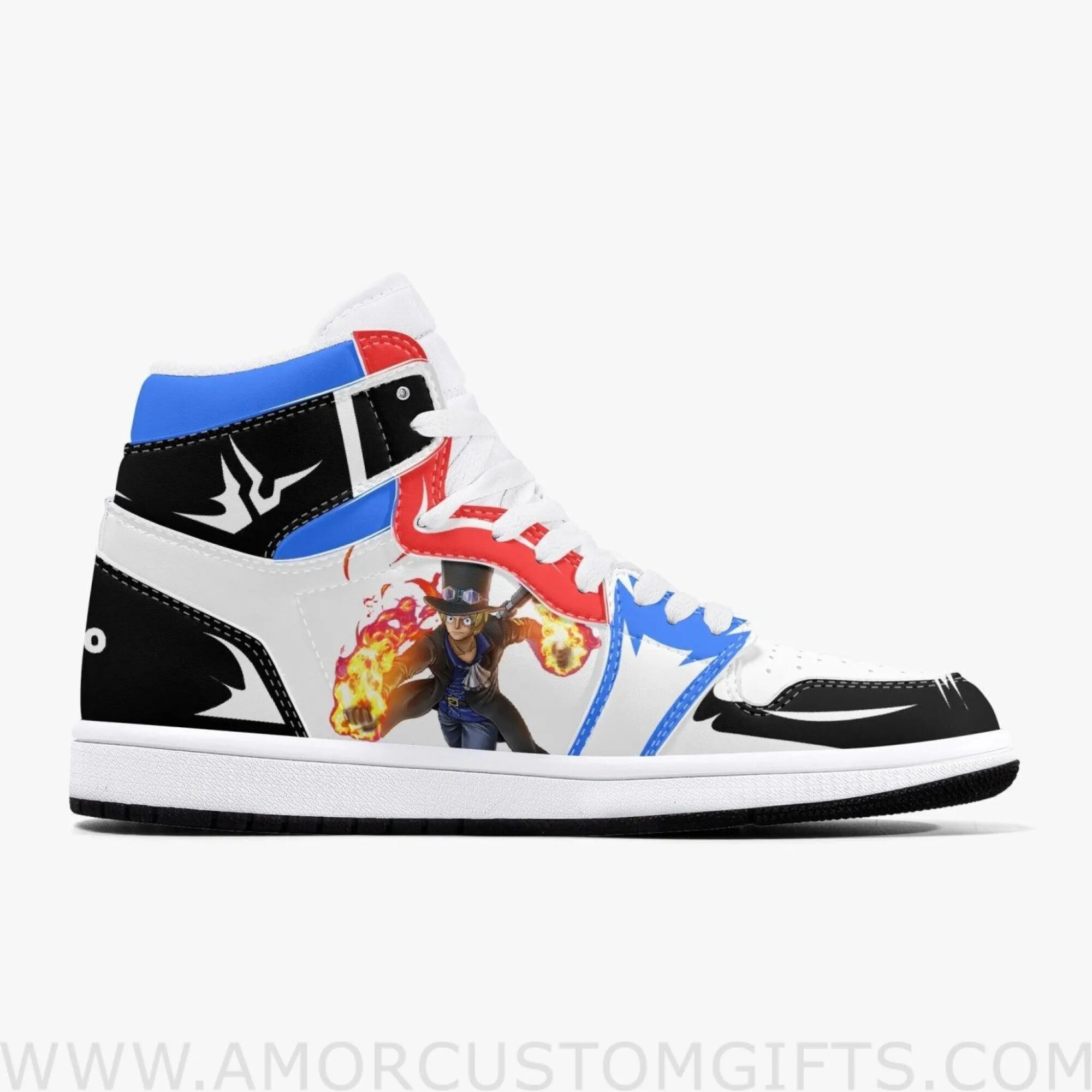 Custom One Piece Sabo JD1 Anime Sneakers Mid 1 Basketball Shoes