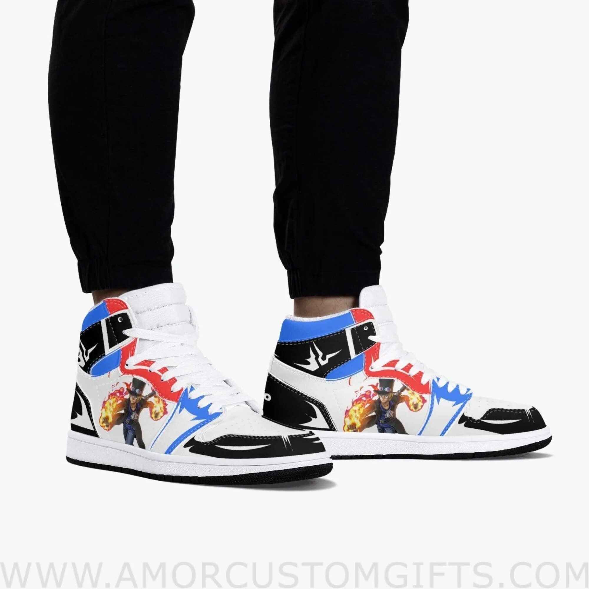 Custom One Piece Sabo JD1 Anime Sneakers Mid 1 Basketball Shoes