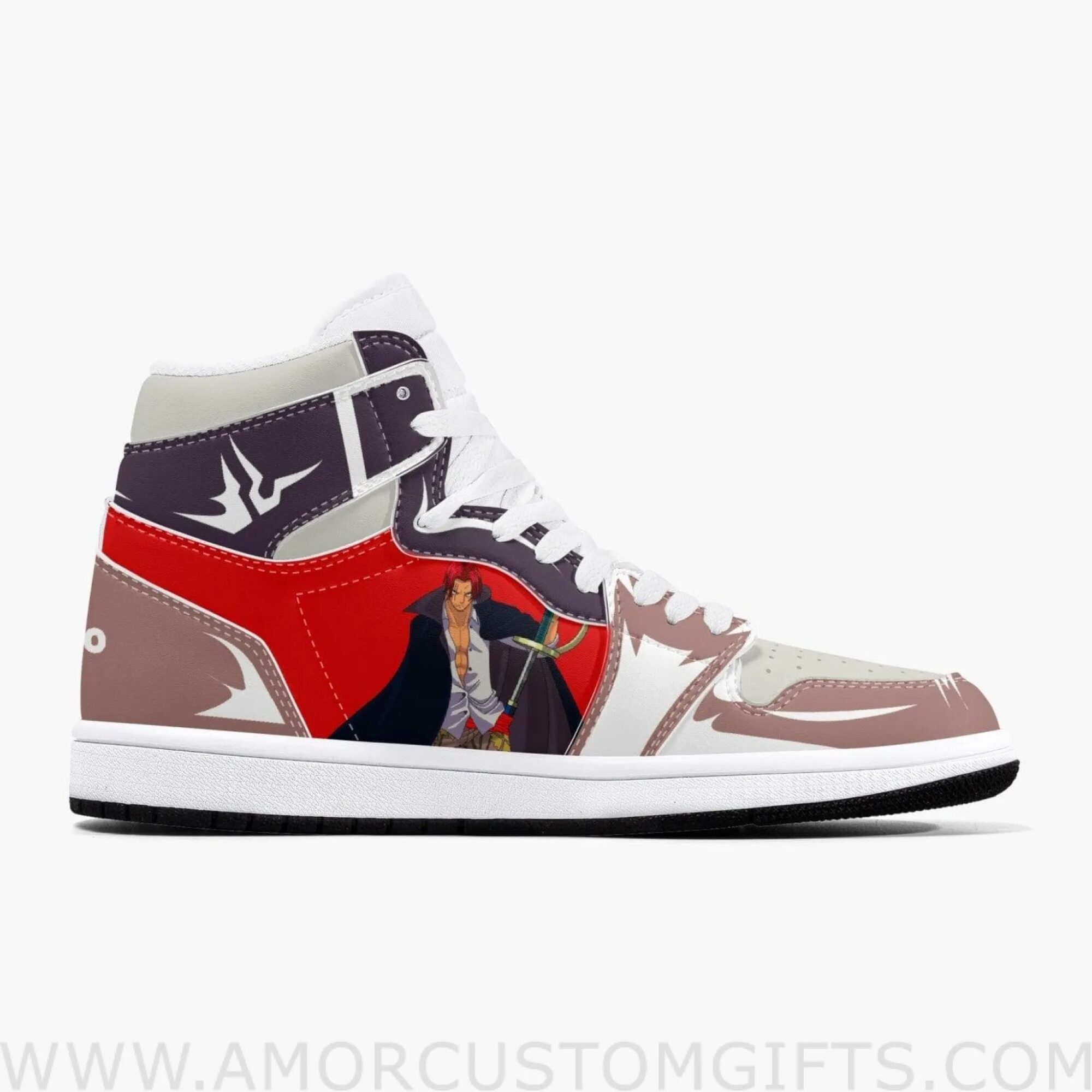 Custom One Piece Shanks JD1 Anime Sneakers Mid 1 Basketball Shoes