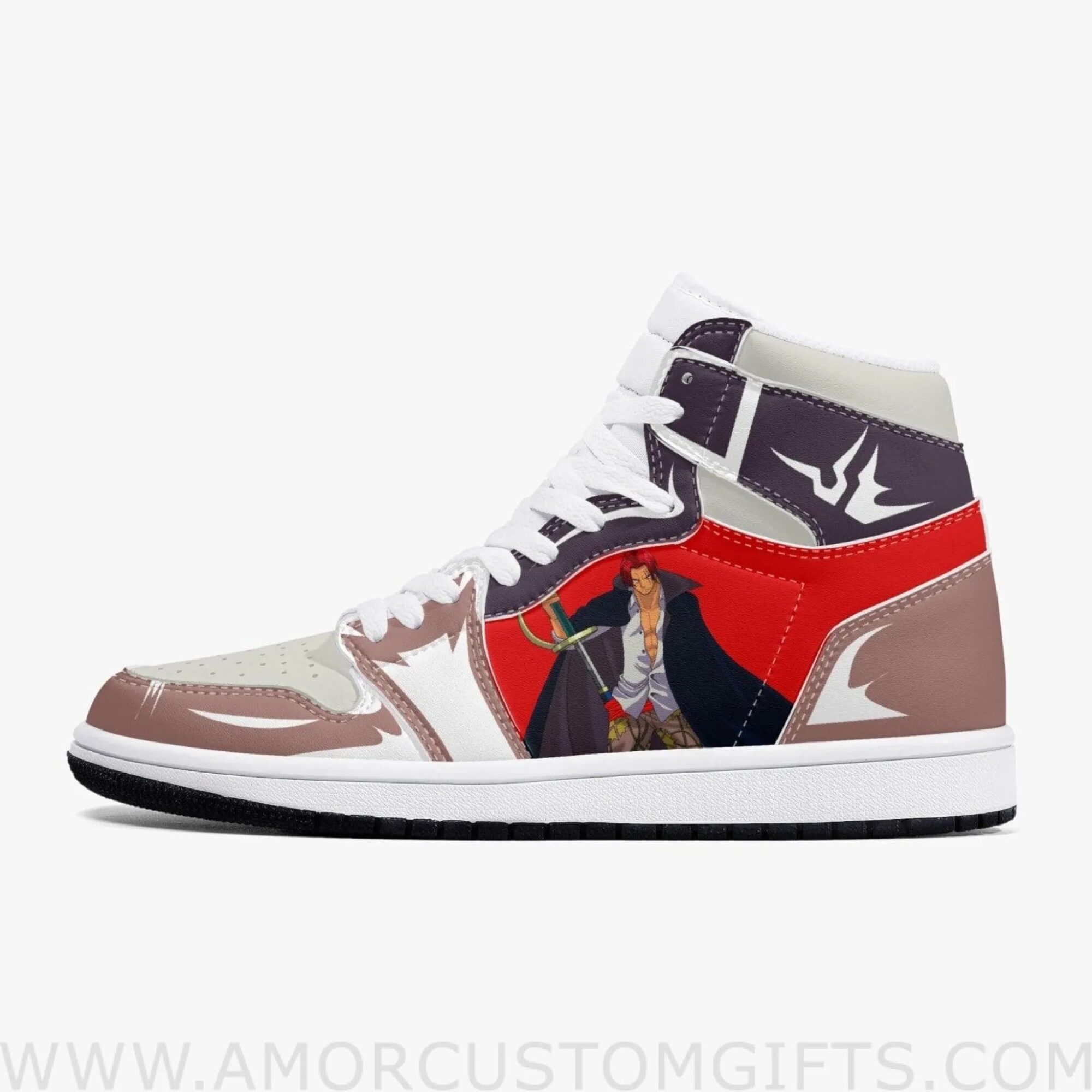 Custom One Piece Shanks JD1 Anime Sneakers Mid 1 Basketball Shoes