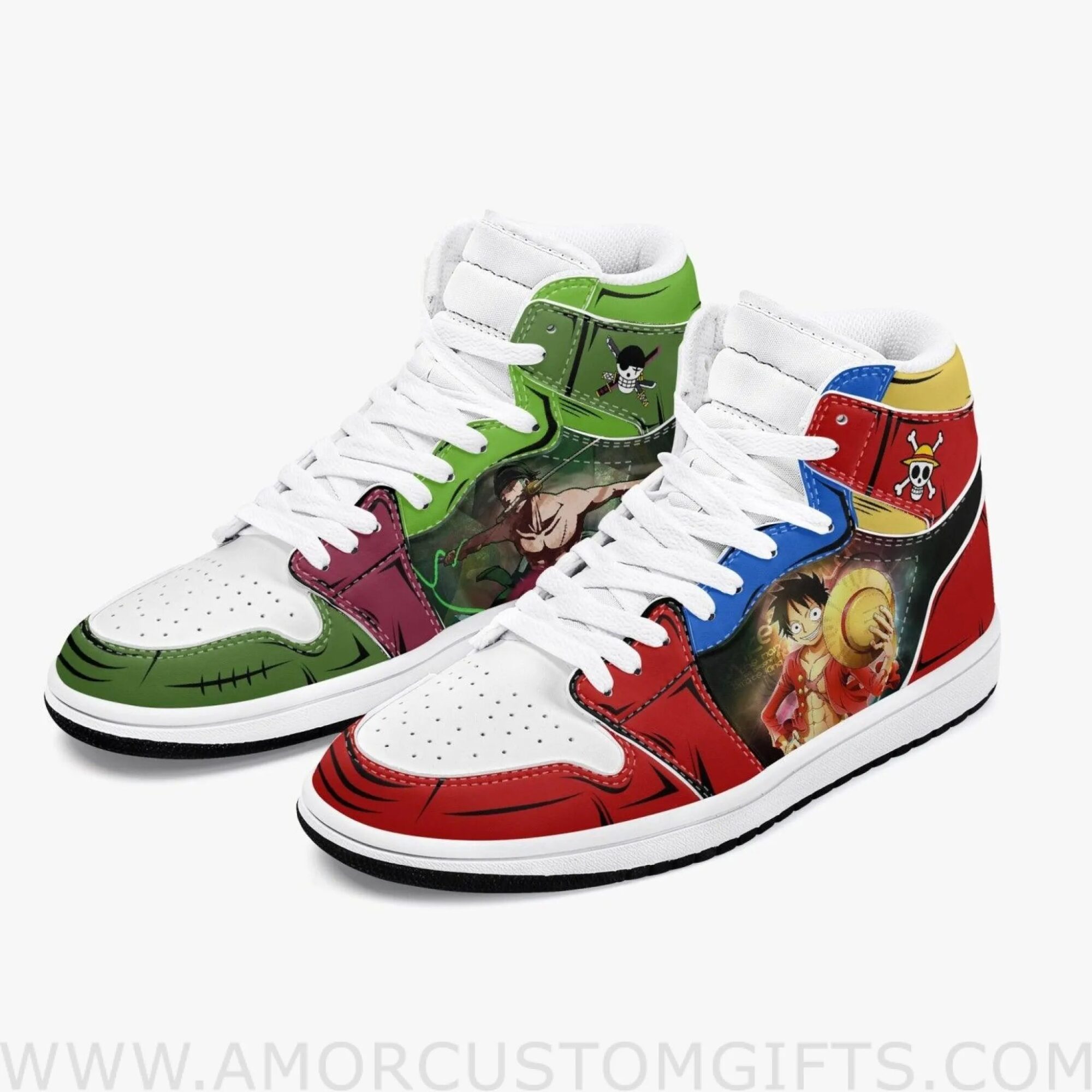 Custom One Piece Zoro And Luffy JD1 Anime Shoes Mid Top Sneakers