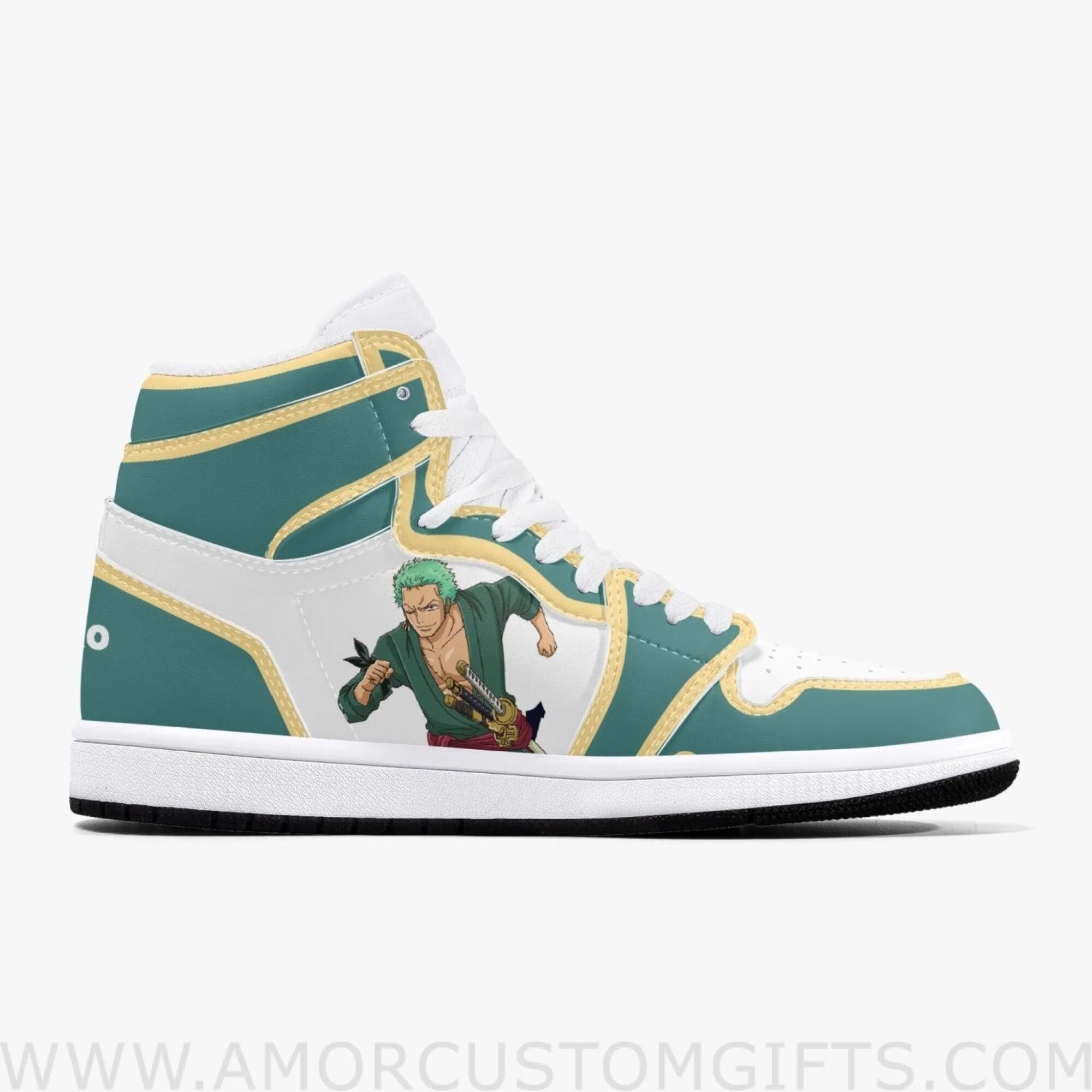 Custom One Piece Zoro JD1 Anime Sneakers Mid 1 Basketball Shoes