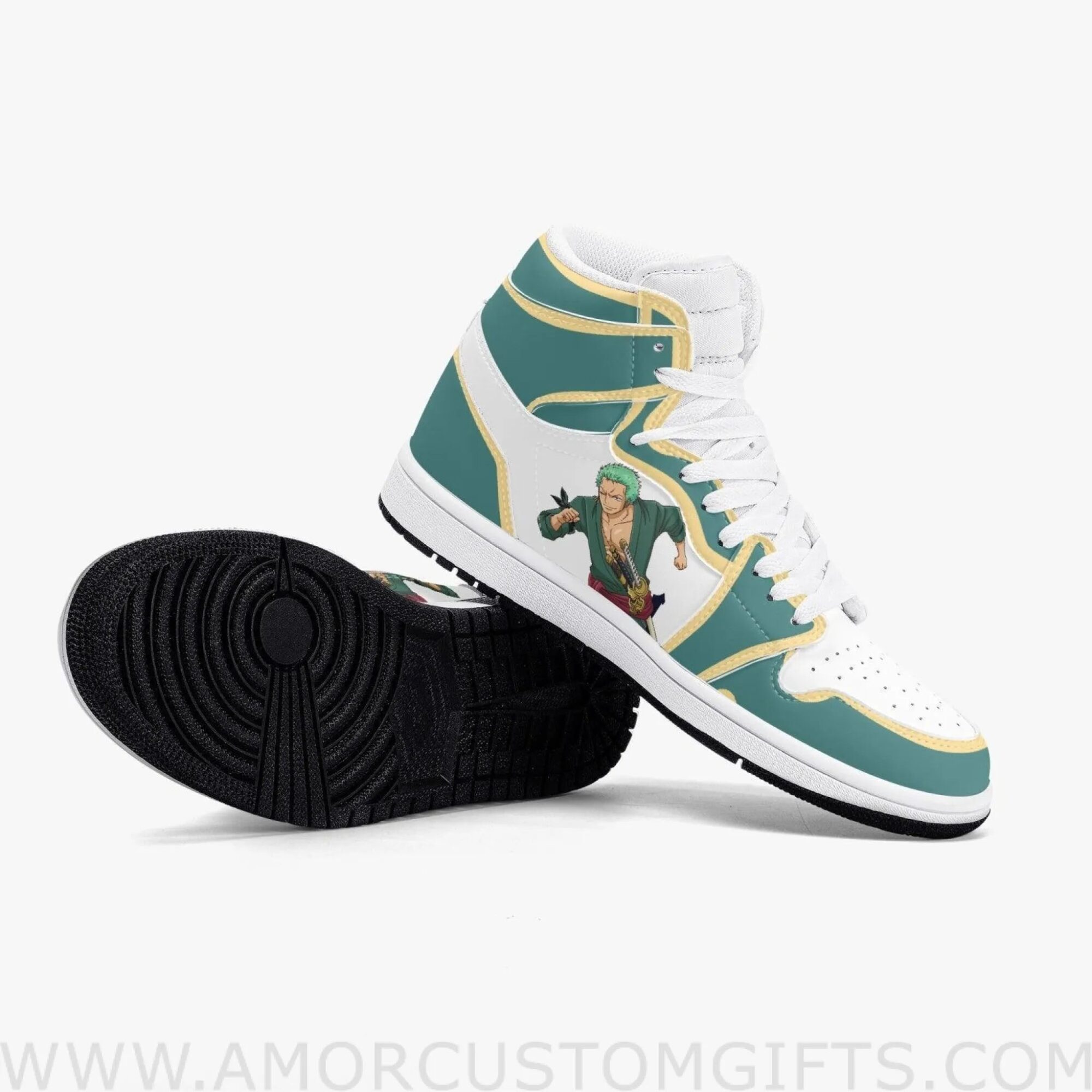 Custom One Piece Zoro JD1 Anime Sneakers Mid 1 Basketball Shoes