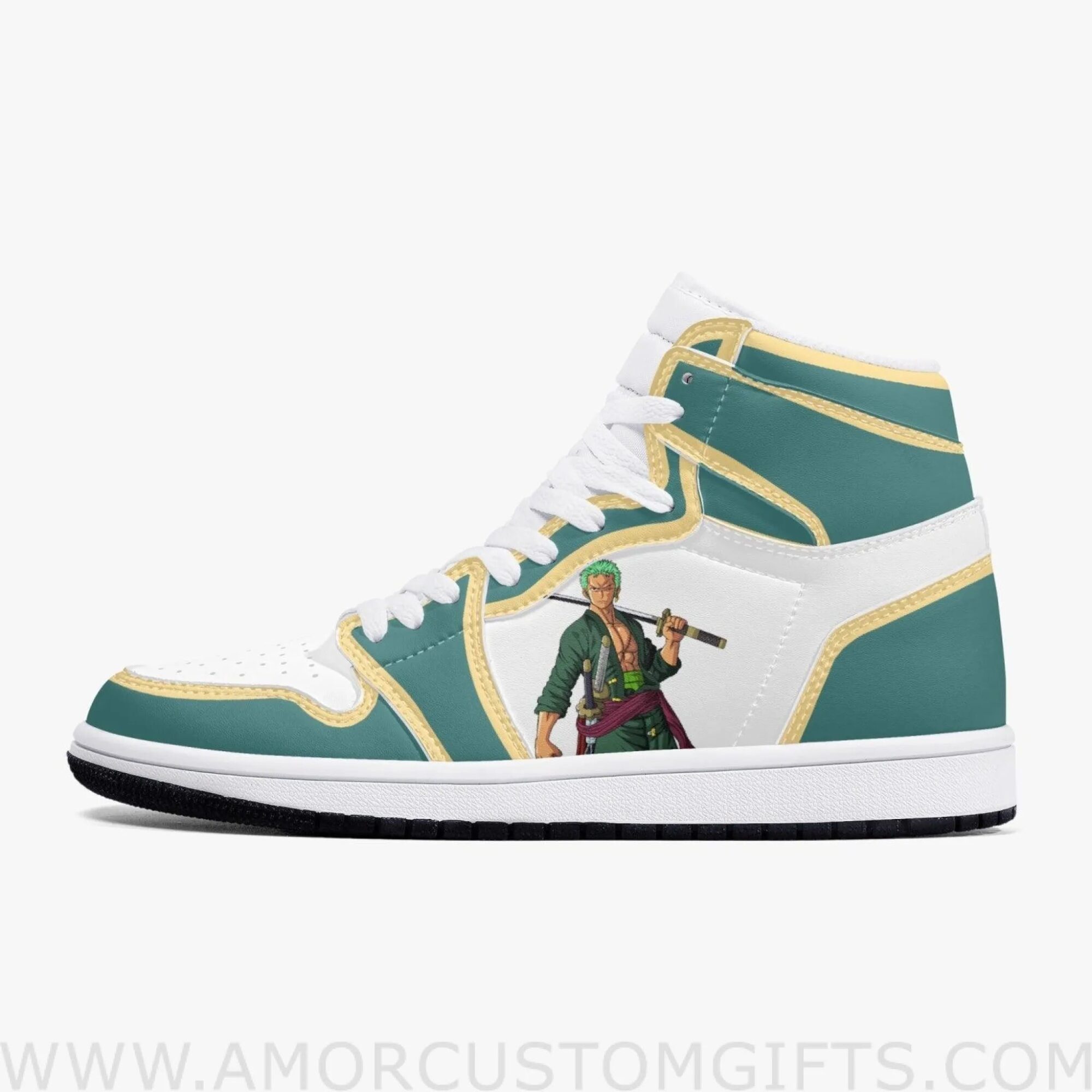 Custom One Piece Zoro JD1 Anime Sneakers Mid 1 Basketball Shoes