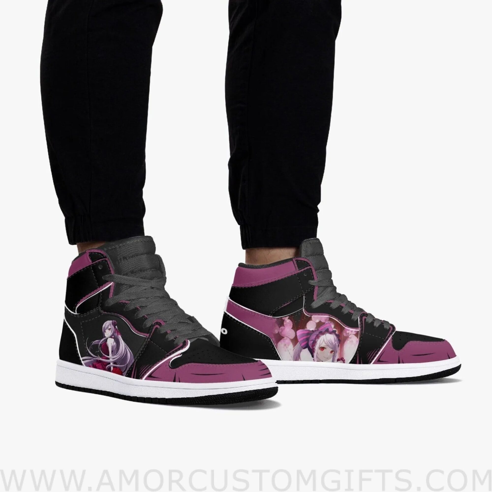 Custom Overlord Shalltear JD1 Anime Sneakers Mid 1 Basketball Shoes