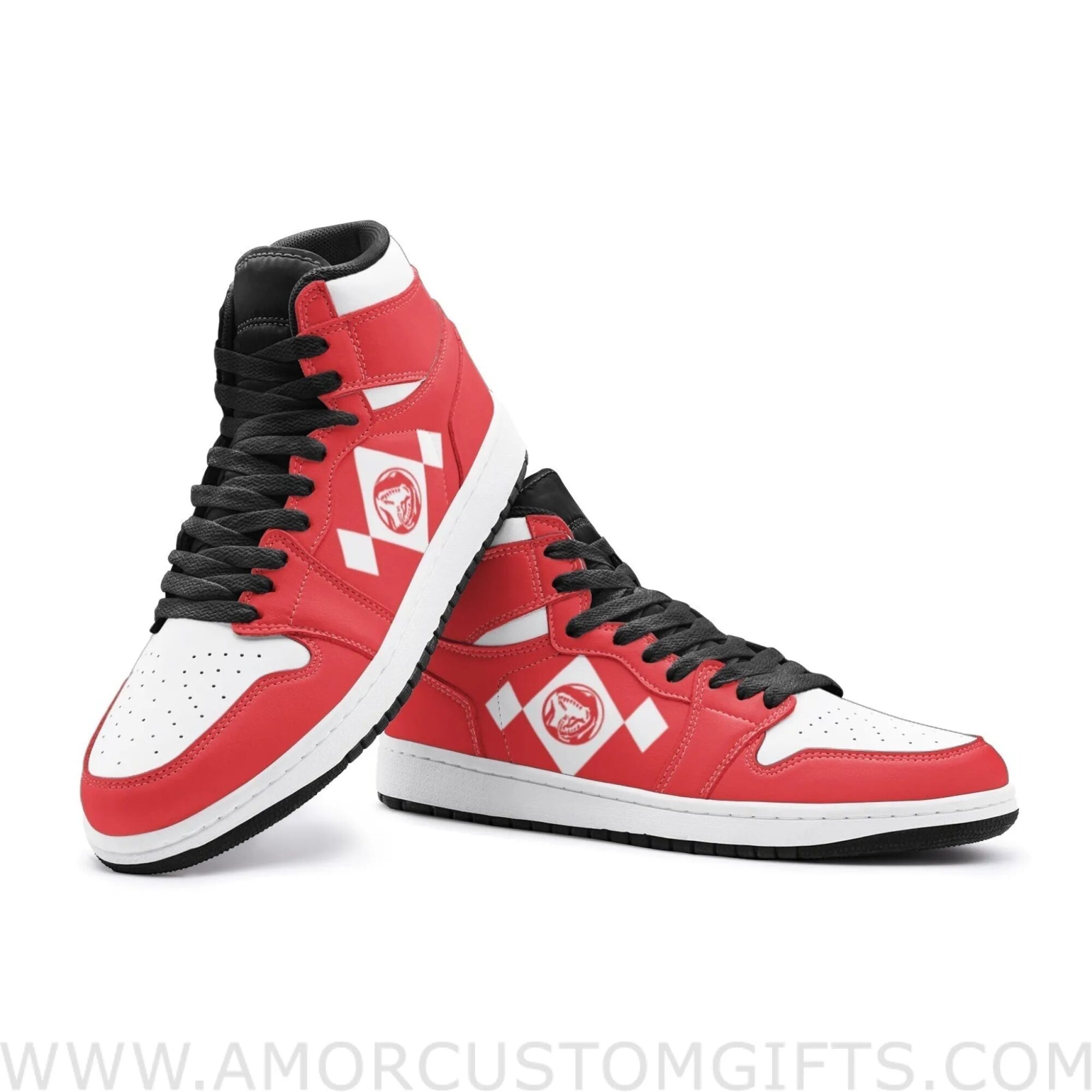 Custom Power Rangers Red V2 Mid Top Basketball Sneakers Shoes | Personalizable Anime Fan Sneakers