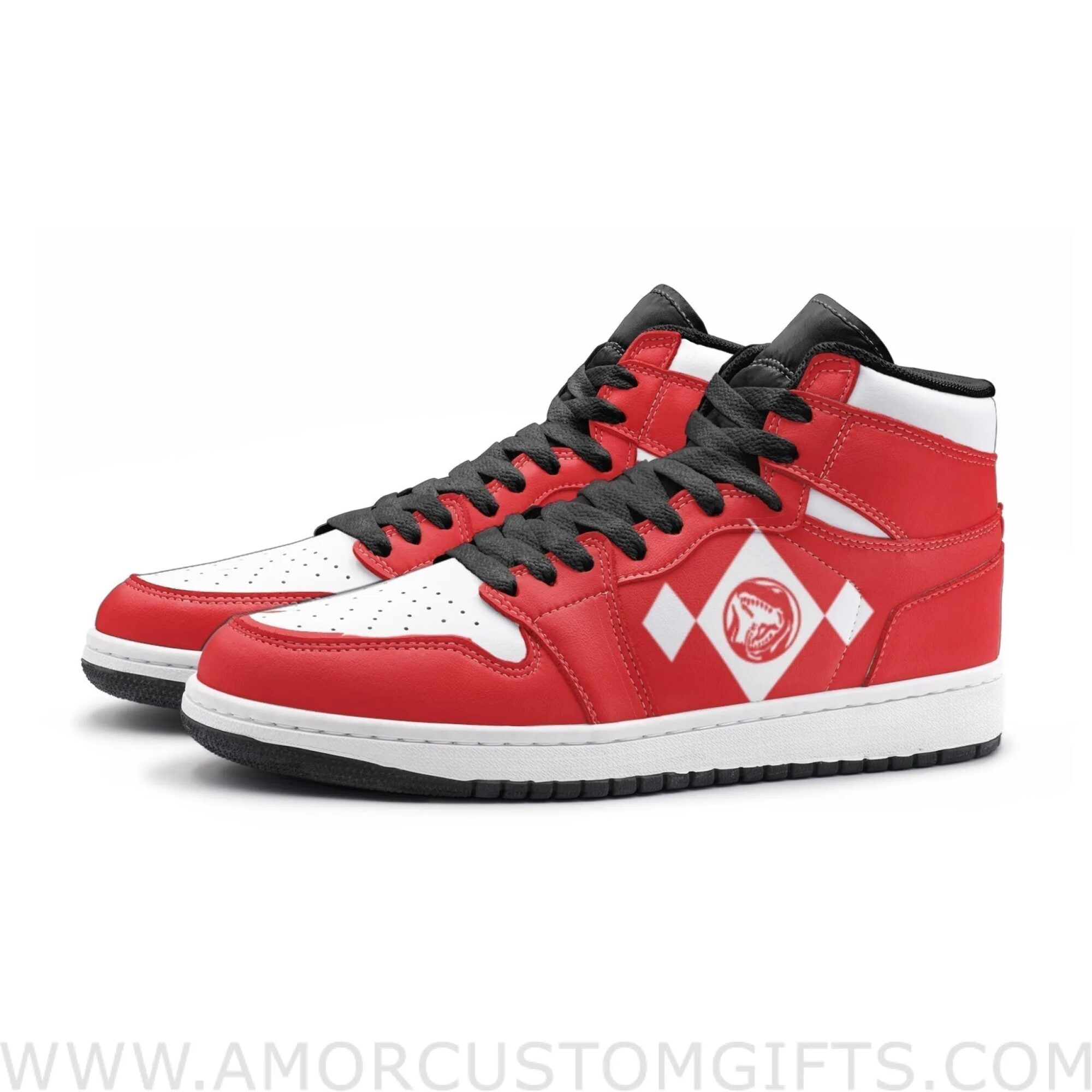 Custom Power Rangers Red V2 Mid Top Basketball Sneakers Shoes | Personalizable Anime Fan Sneakers