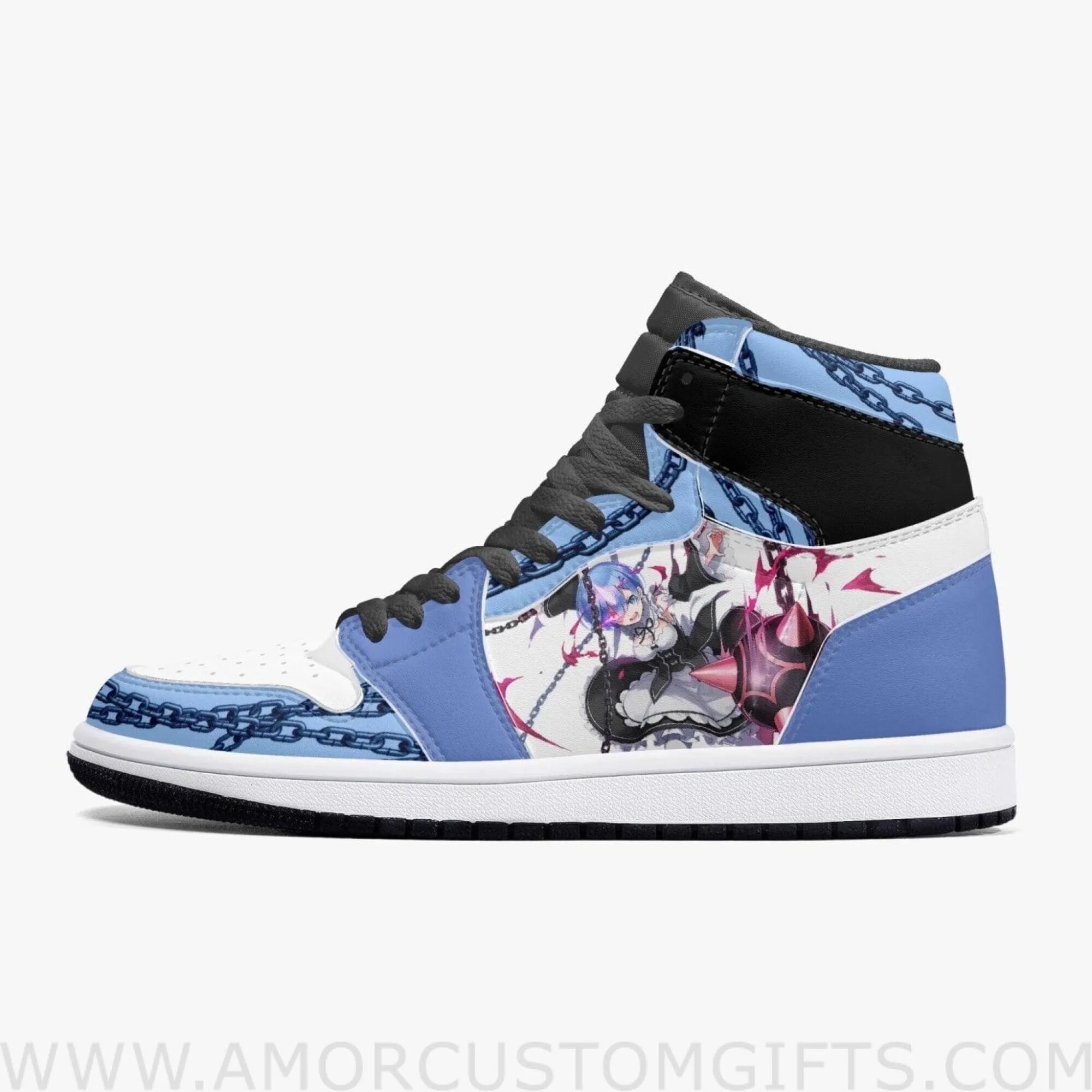 Custom Re:Zero Rem JD1 Anime Sneakers Mid 1 Basketball Shoes