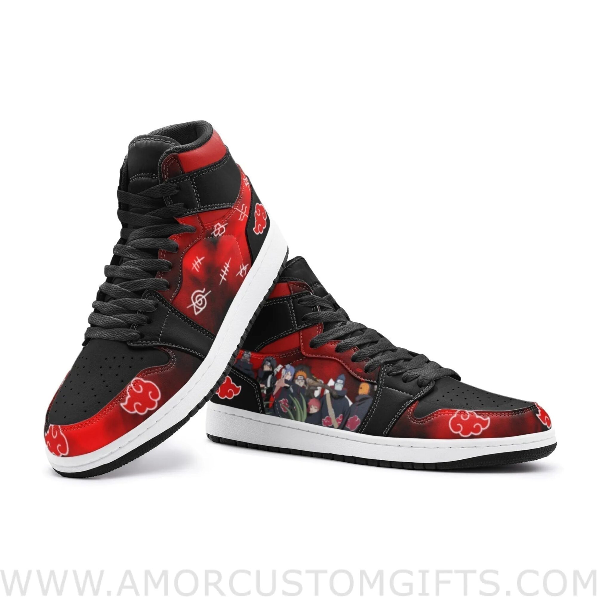 Custom Red Cloud Members Mid Top Basketball Sneakers Shoes | Personalizable Anime Fan Sneakers