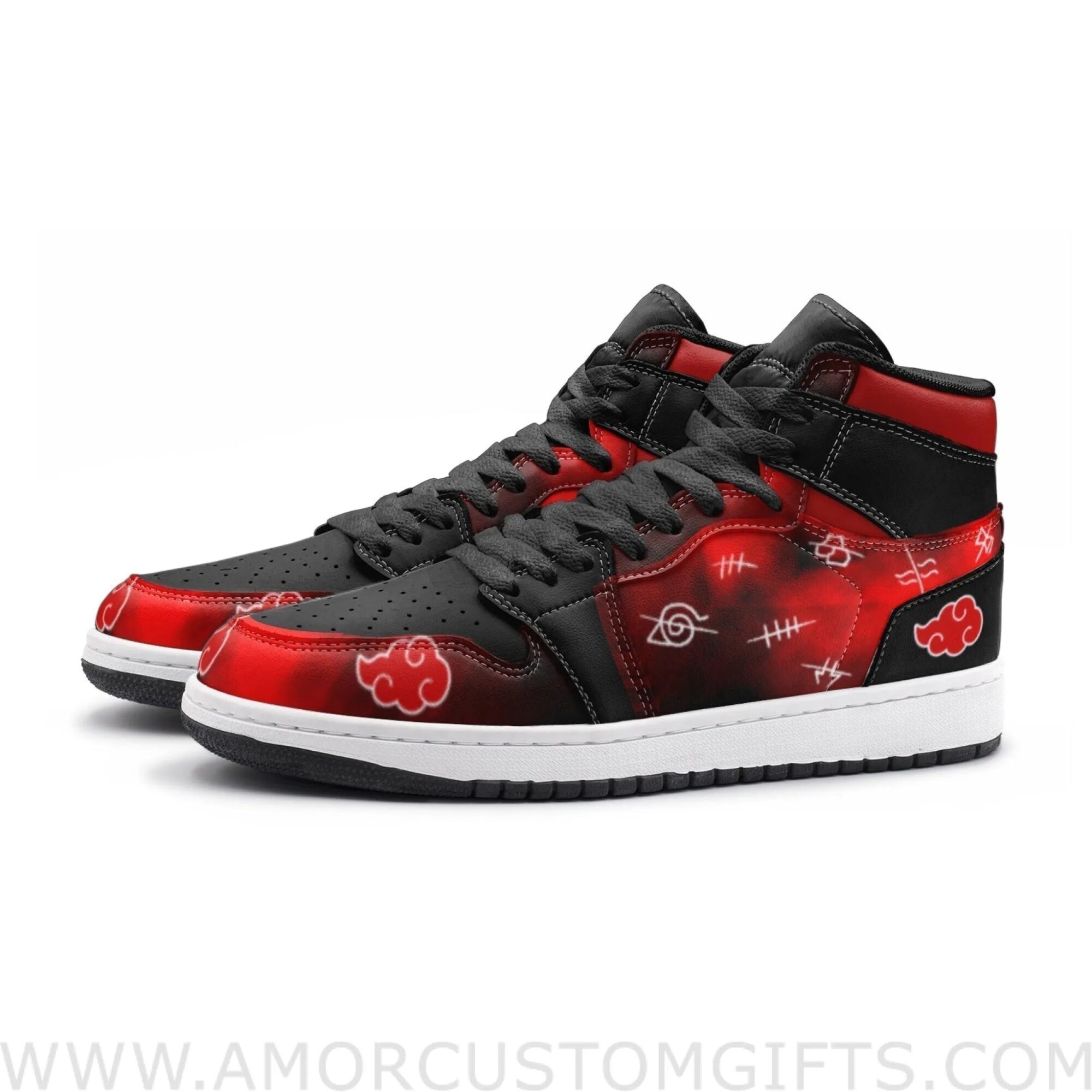 Custom Red Cloud Members Mid Top Basketball Sneakers Shoes | Personalizable Anime Fan Sneakers