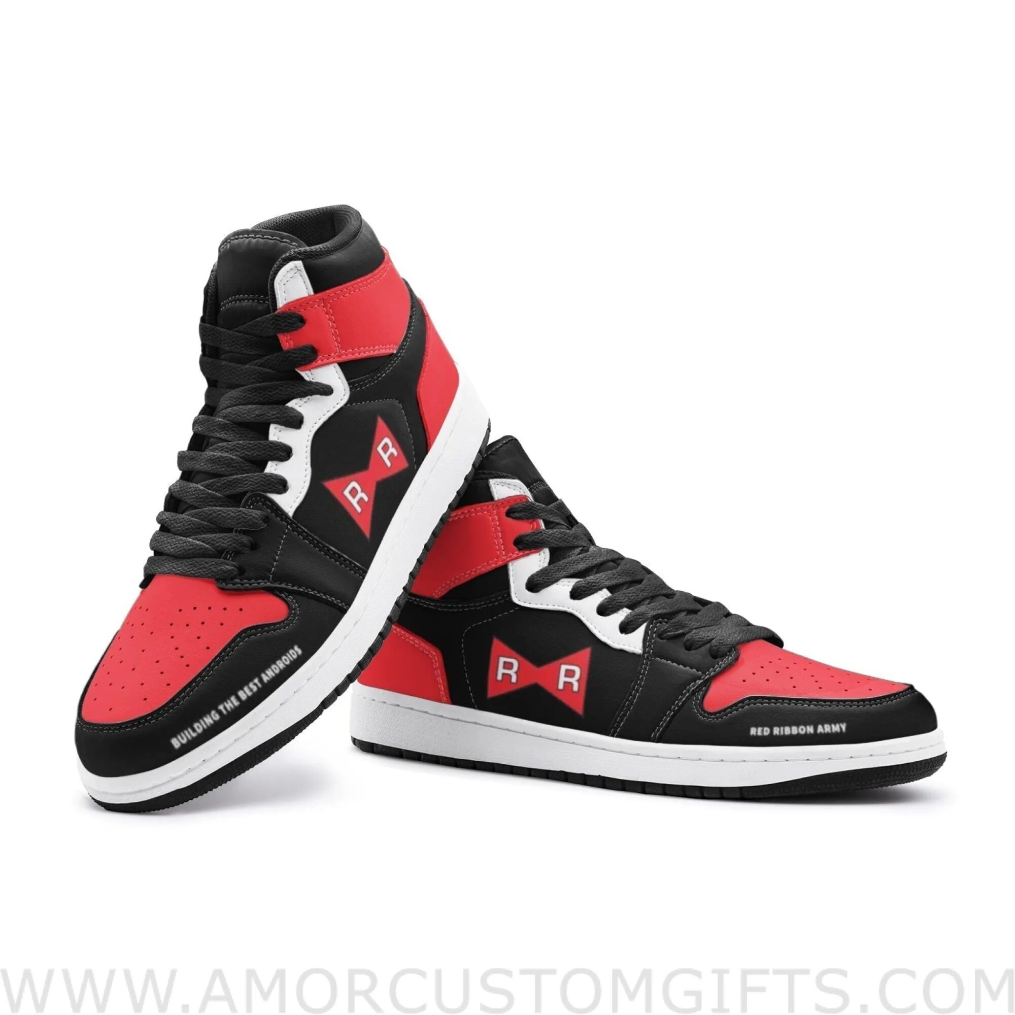 Custom Red Ribbon Dragonball Z Mid Top Basketball Sneakers Shoes | Personalizable Anime Fan Sneakers