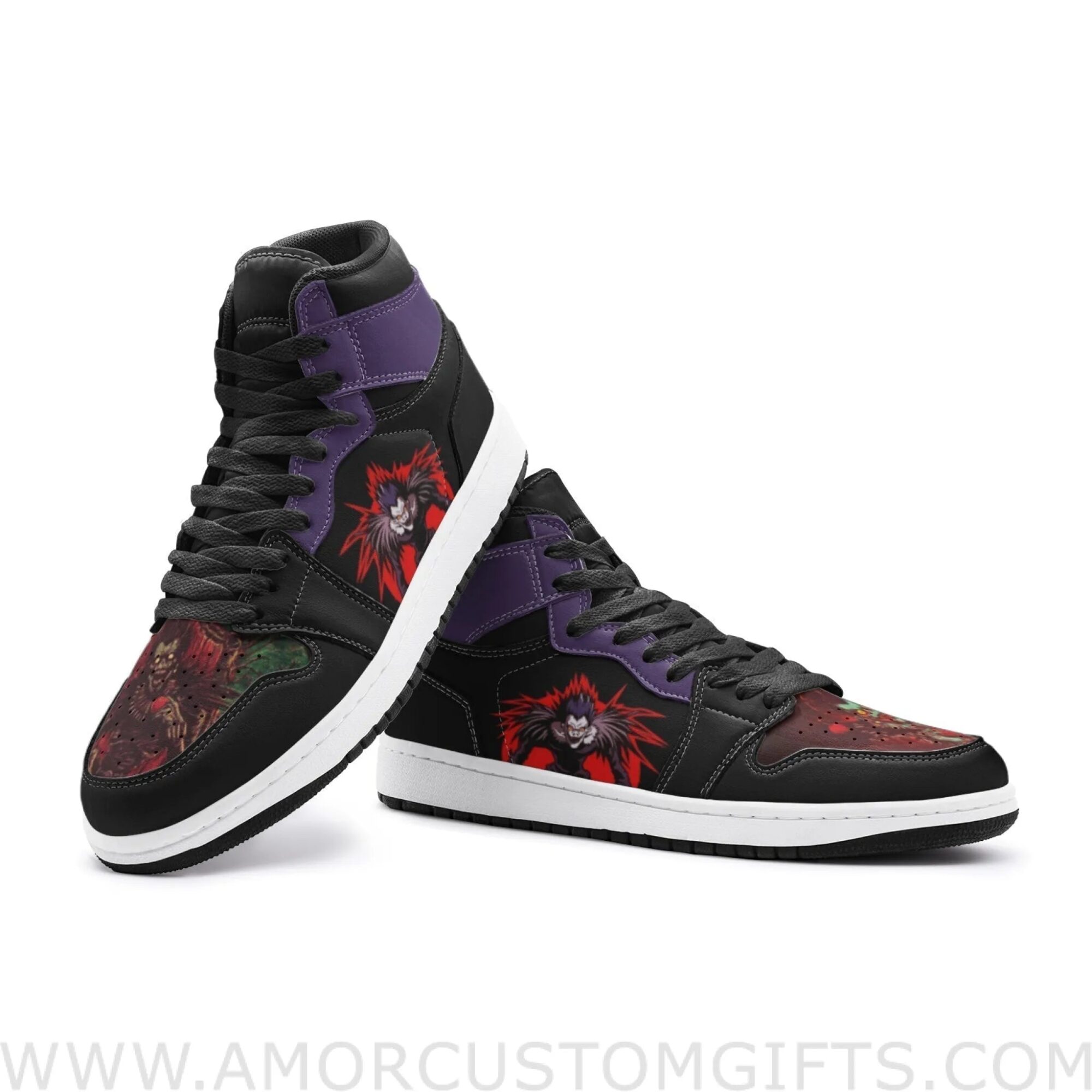 Custom Ryuk V1 Desu Noto Mid Top Basketball Sneakers Shoes | Personalizable Anime Fan Sneakers