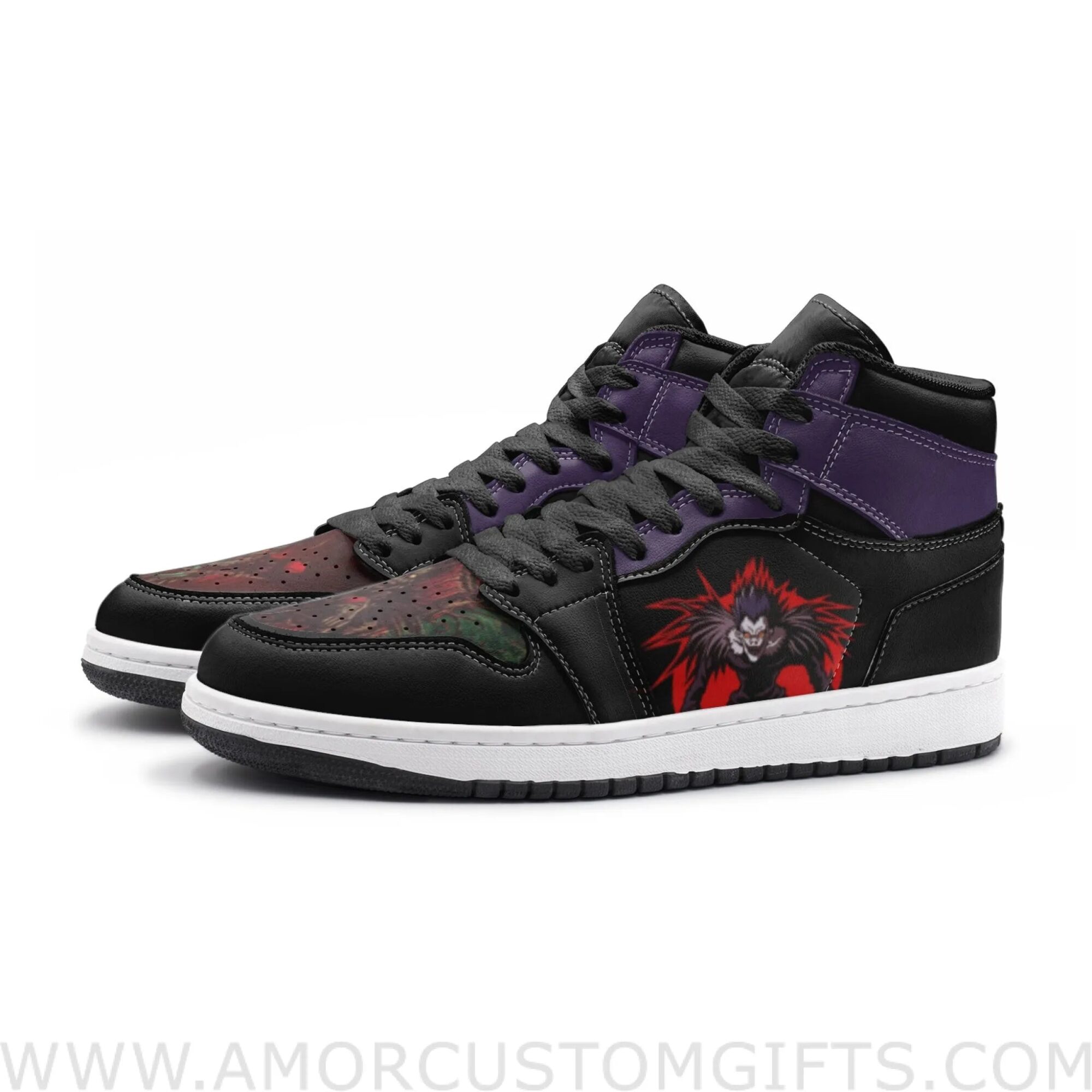 Custom Ryuk V1 Desu Noto Mid Top Basketball Sneakers Shoes | Personalizable Anime Fan Sneakers