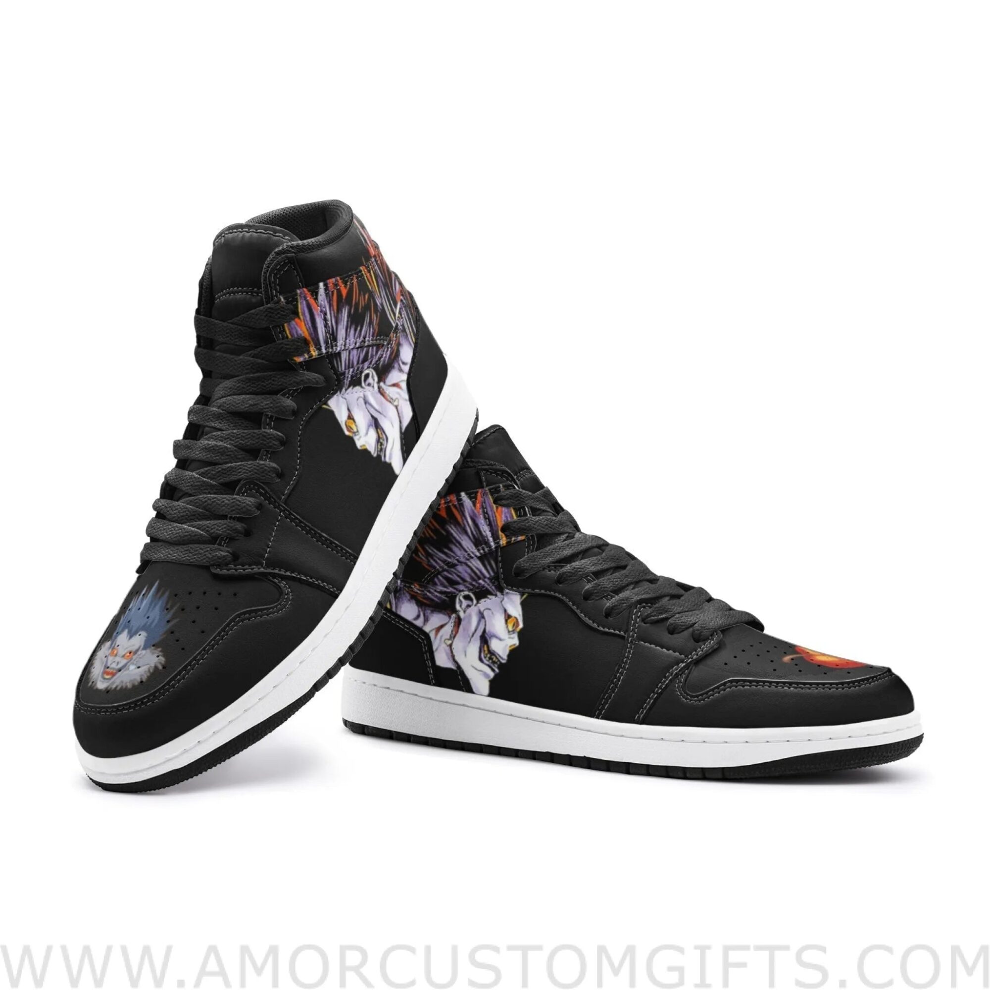 Custom Ryuk V2 Desu Noto Mid Top Basketball Sneakers Shoes | Personalizable Anime Fan Sneakers