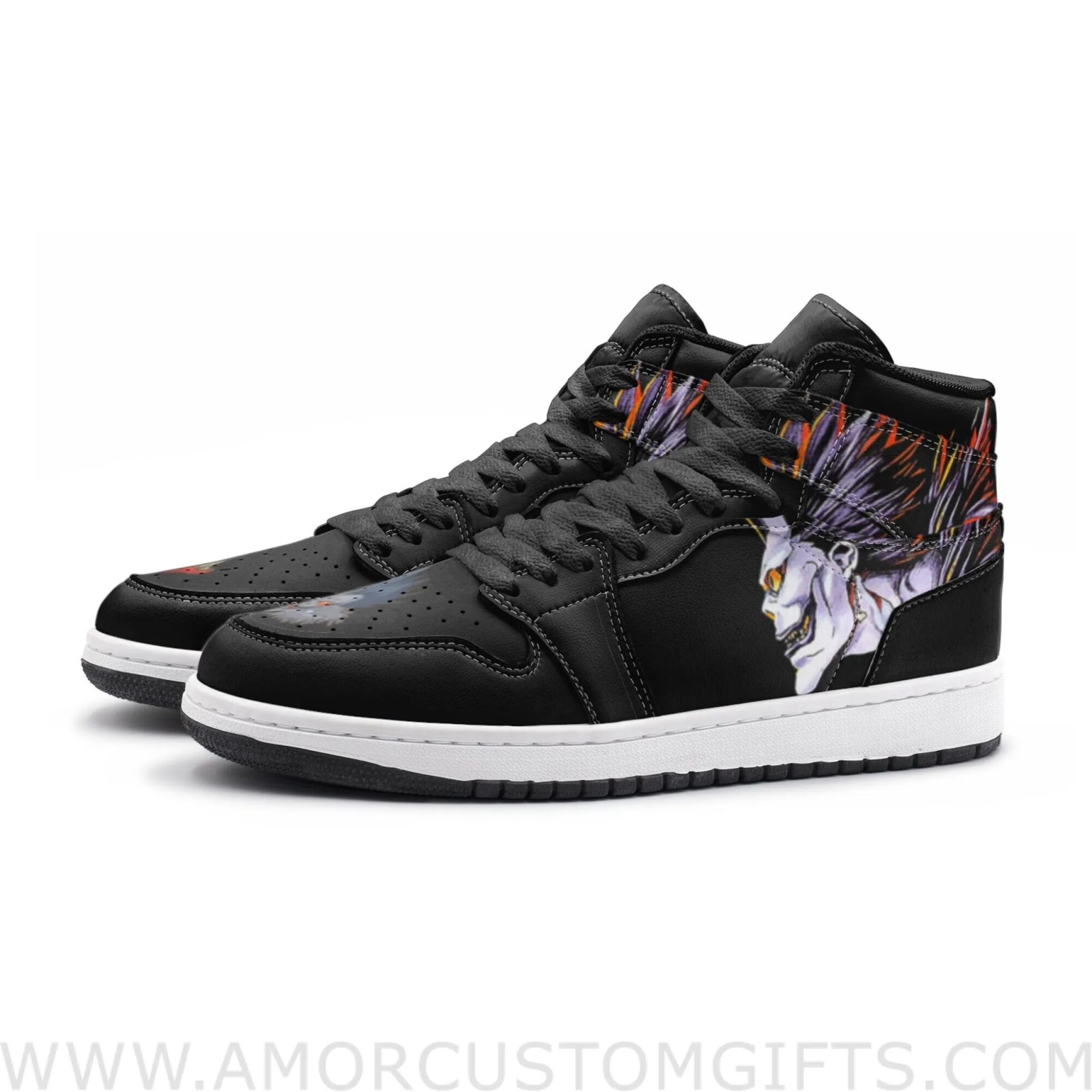 Custom Ryuk V2 Desu Noto Mid Top Basketball Sneakers Shoes | Personalizable Anime Fan Sneakers