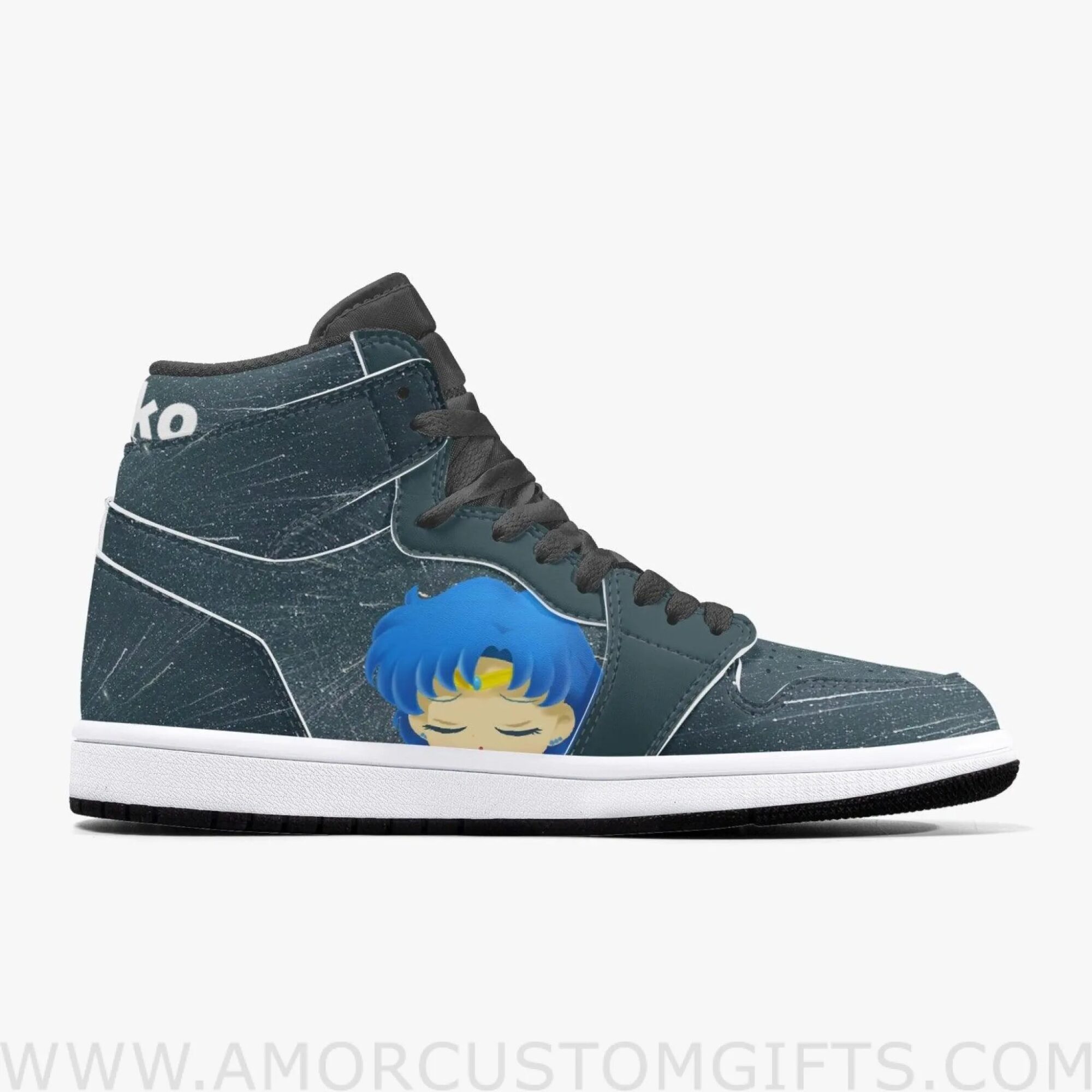 Custom Sailor Moon Sailor Mercury JD1 Anime Sneakers Mid 1 Basketball Shoes