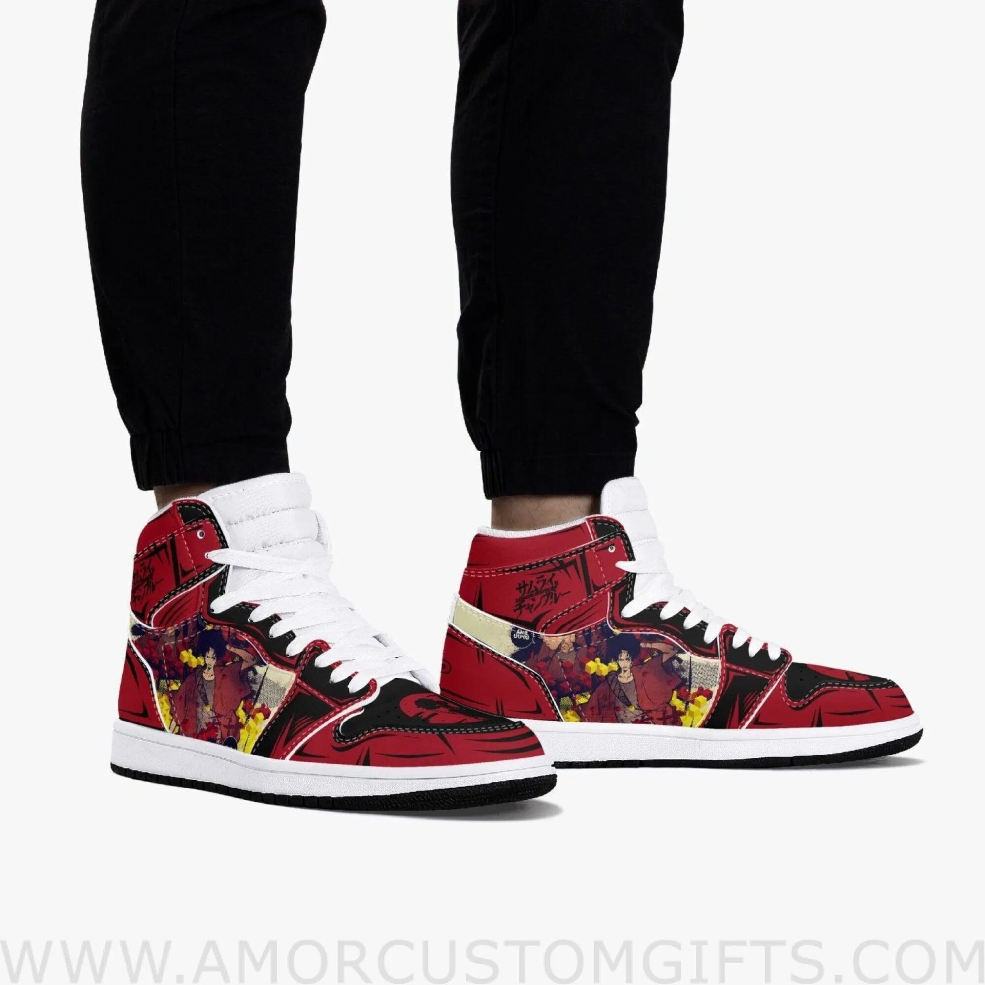 Custom Samurai Champloo JD1 Anime Sneakers Mid 1 Basketball Shoes