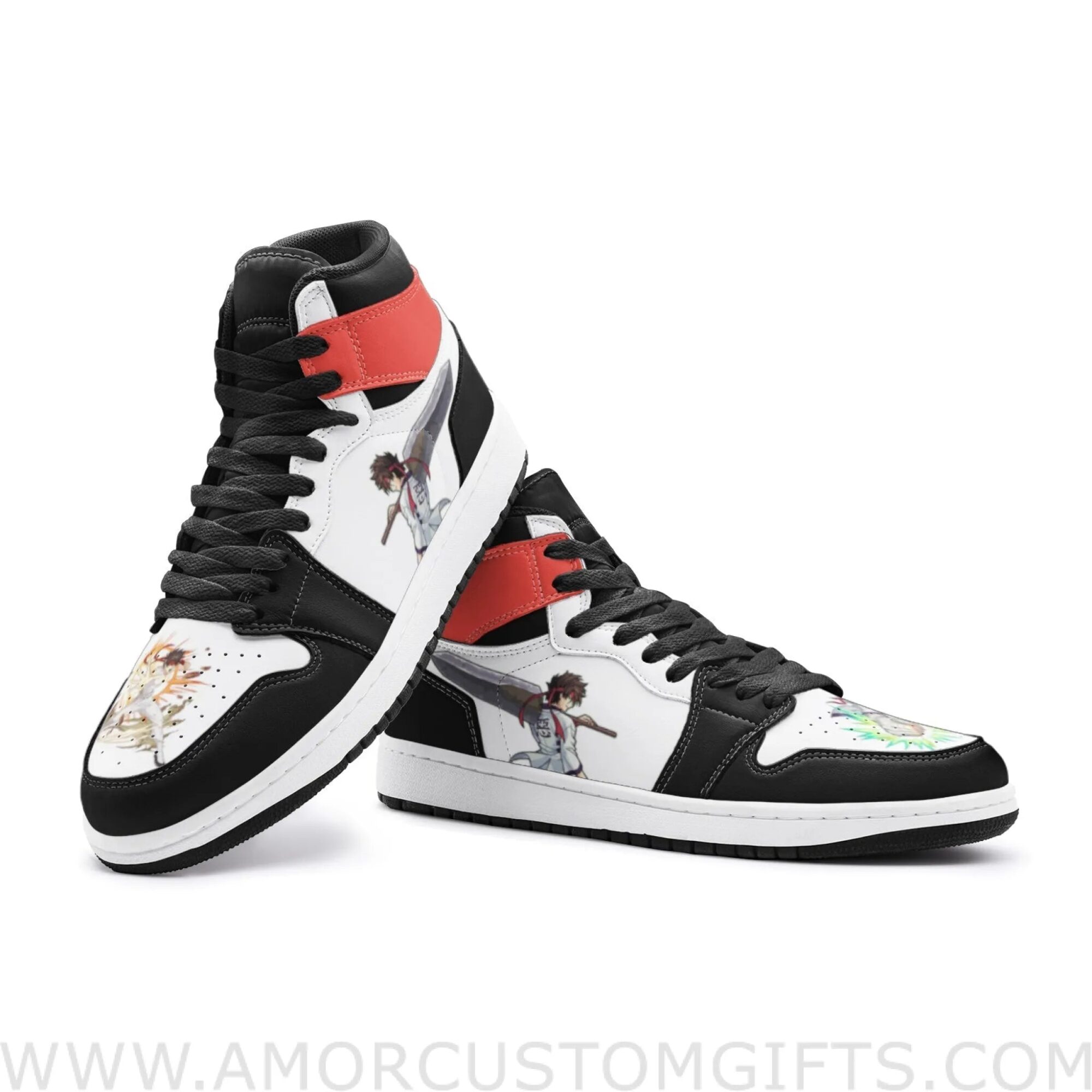 Custom Sanosuke Sagara Rurouni Kenshin Mid Top Basketball Sneakers Shoes | Personalizable Anime Fan Sneakers