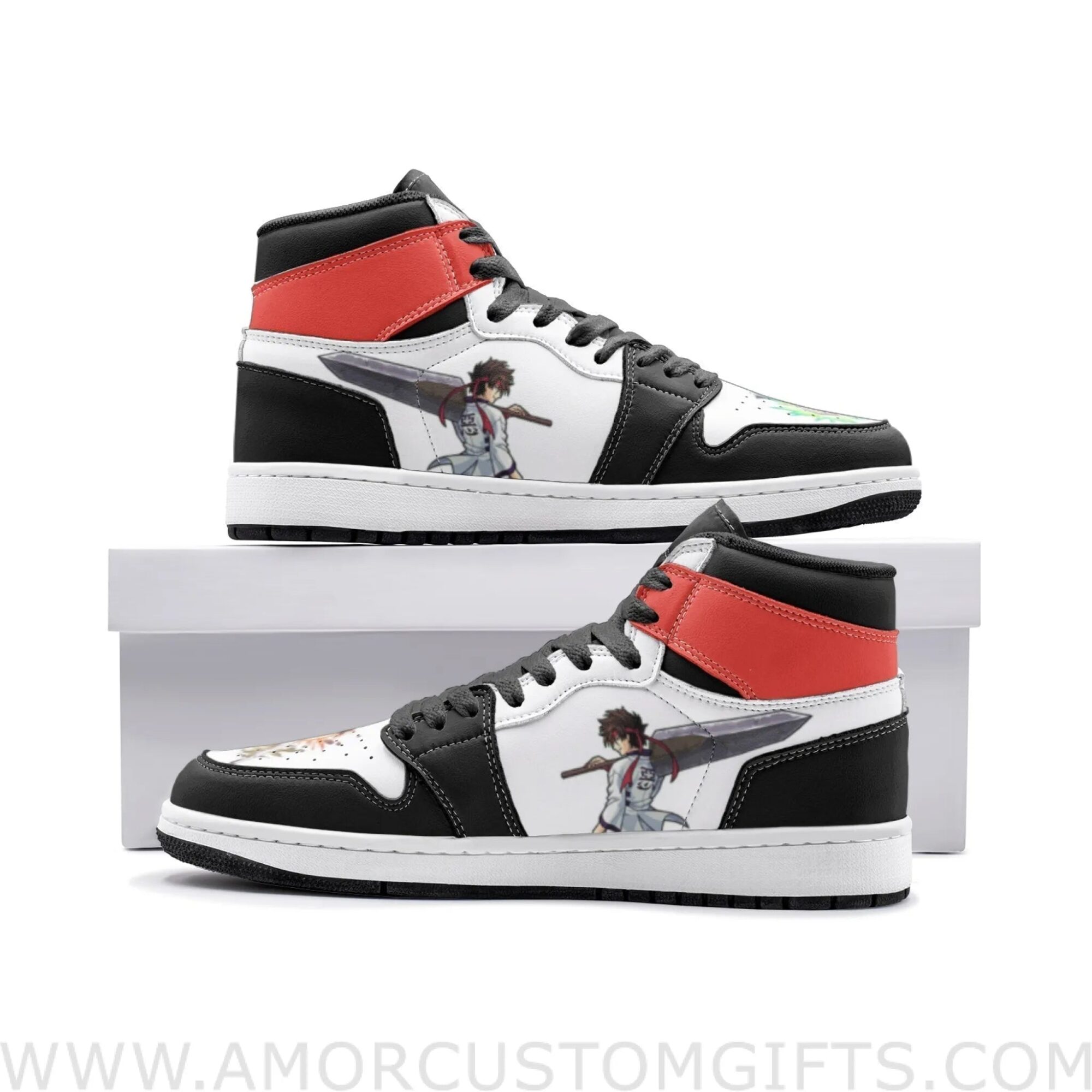 Custom Sanosuke Sagara Rurouni Kenshin Mid Top Basketball Sneakers Shoes | Personalizable Anime Fan Sneakers