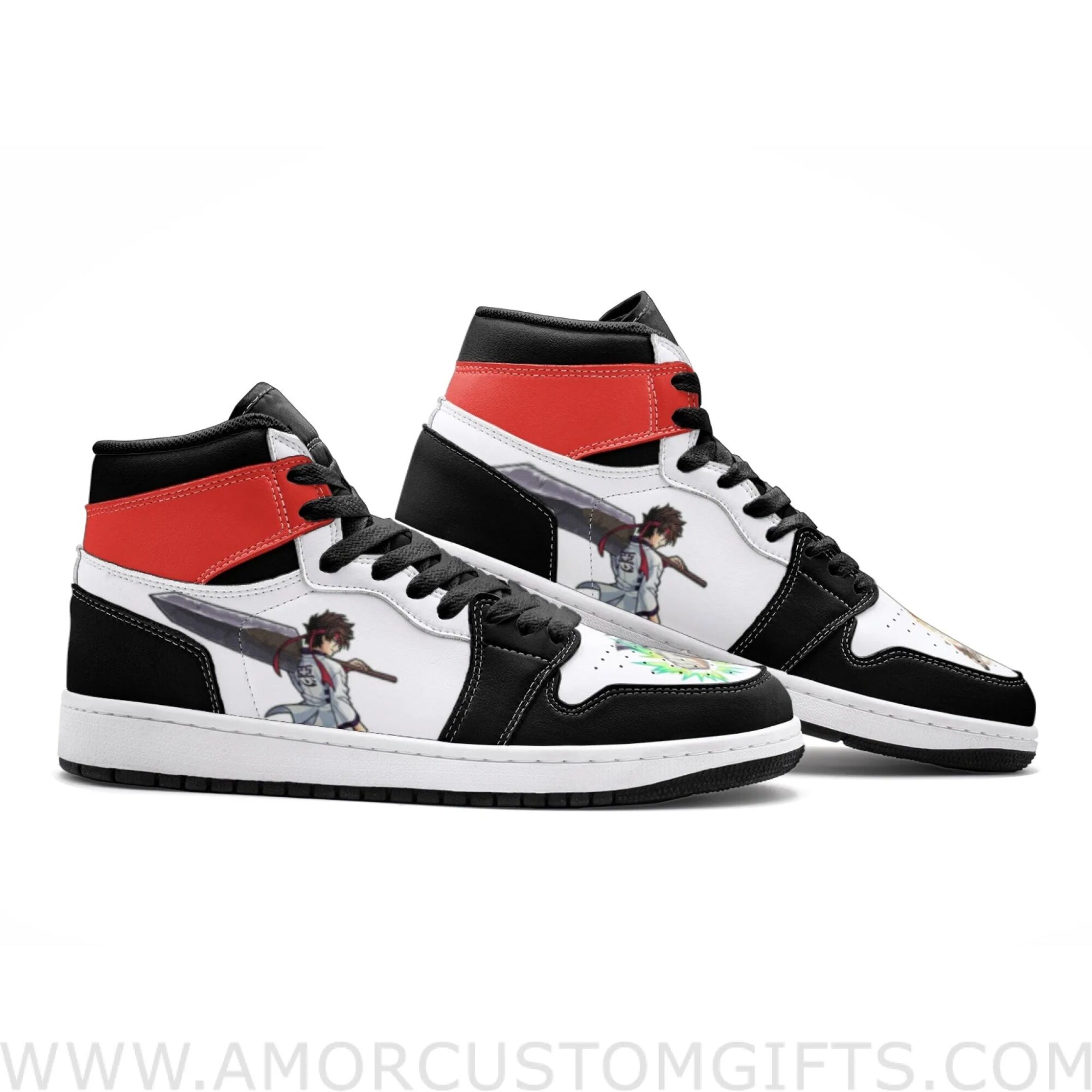 Custom Sanosuke Sagara Rurouni Kenshin Mid Top Basketball Sneakers Shoes | Personalizable Anime Fan Sneakers