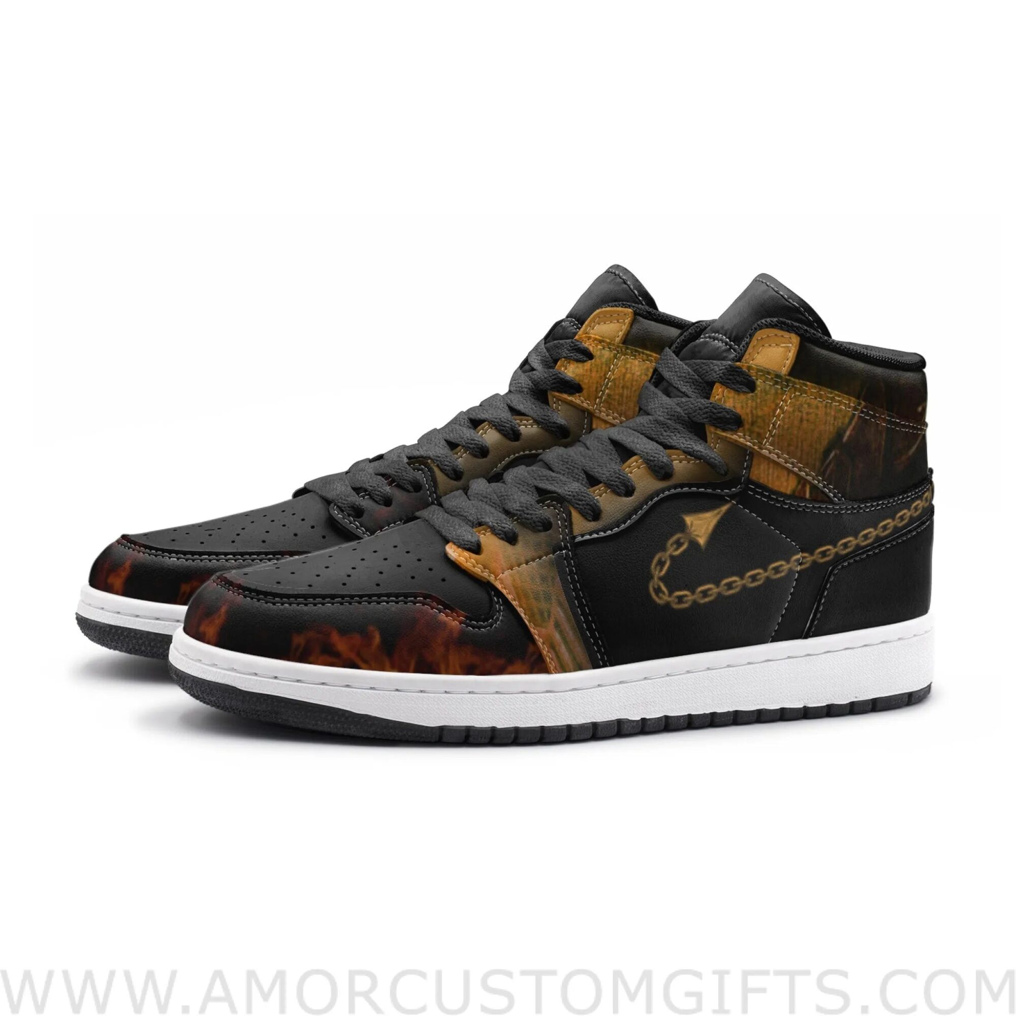 Custom Scorpion Mortal Kombat Mid Top Basketball Sneakers Shoes | Personalizable Anime Fan Sneakers