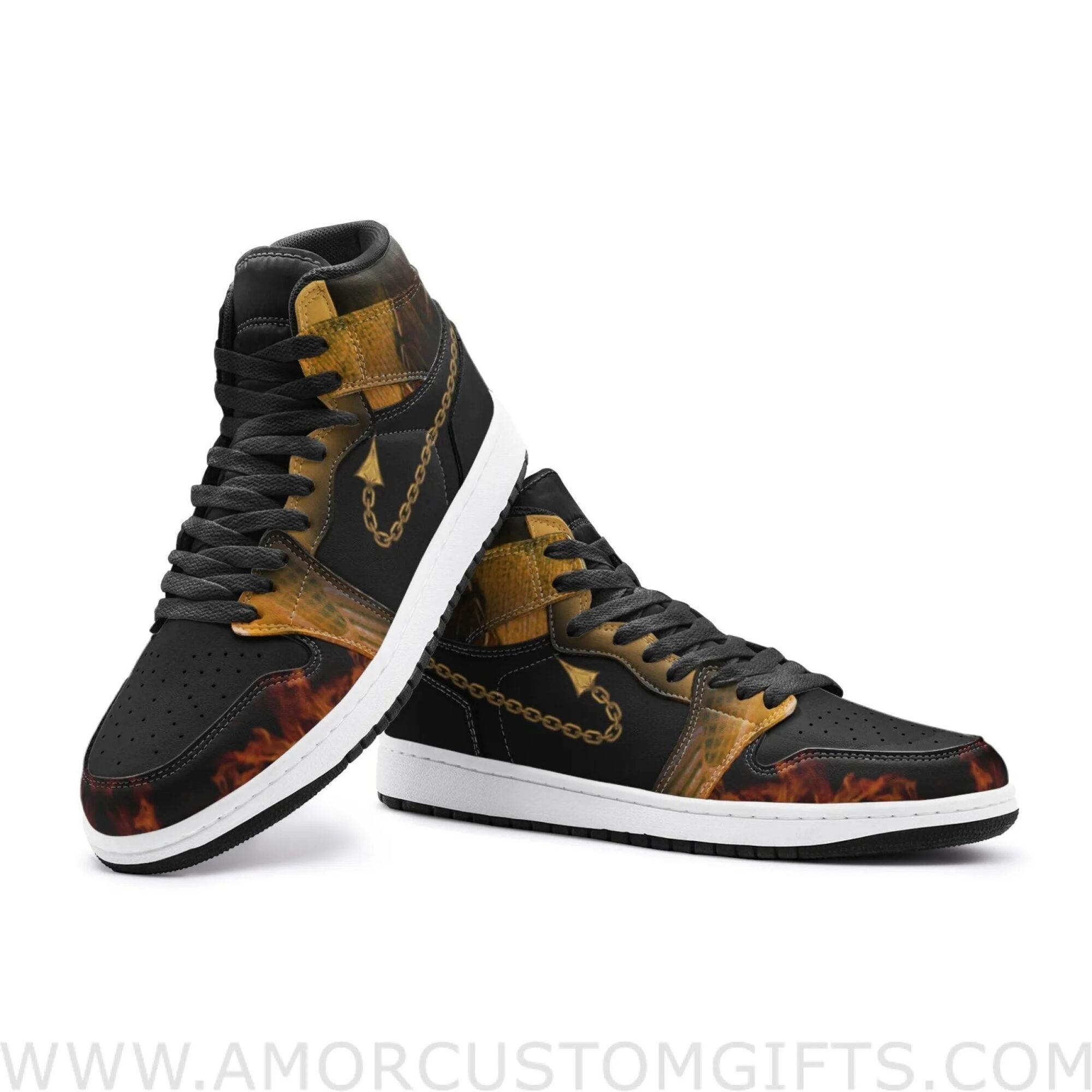 Custom Scorpion Mortal Kombat Mid Top Basketball Sneakers Shoes | Personalizable Anime Fan Sneakers