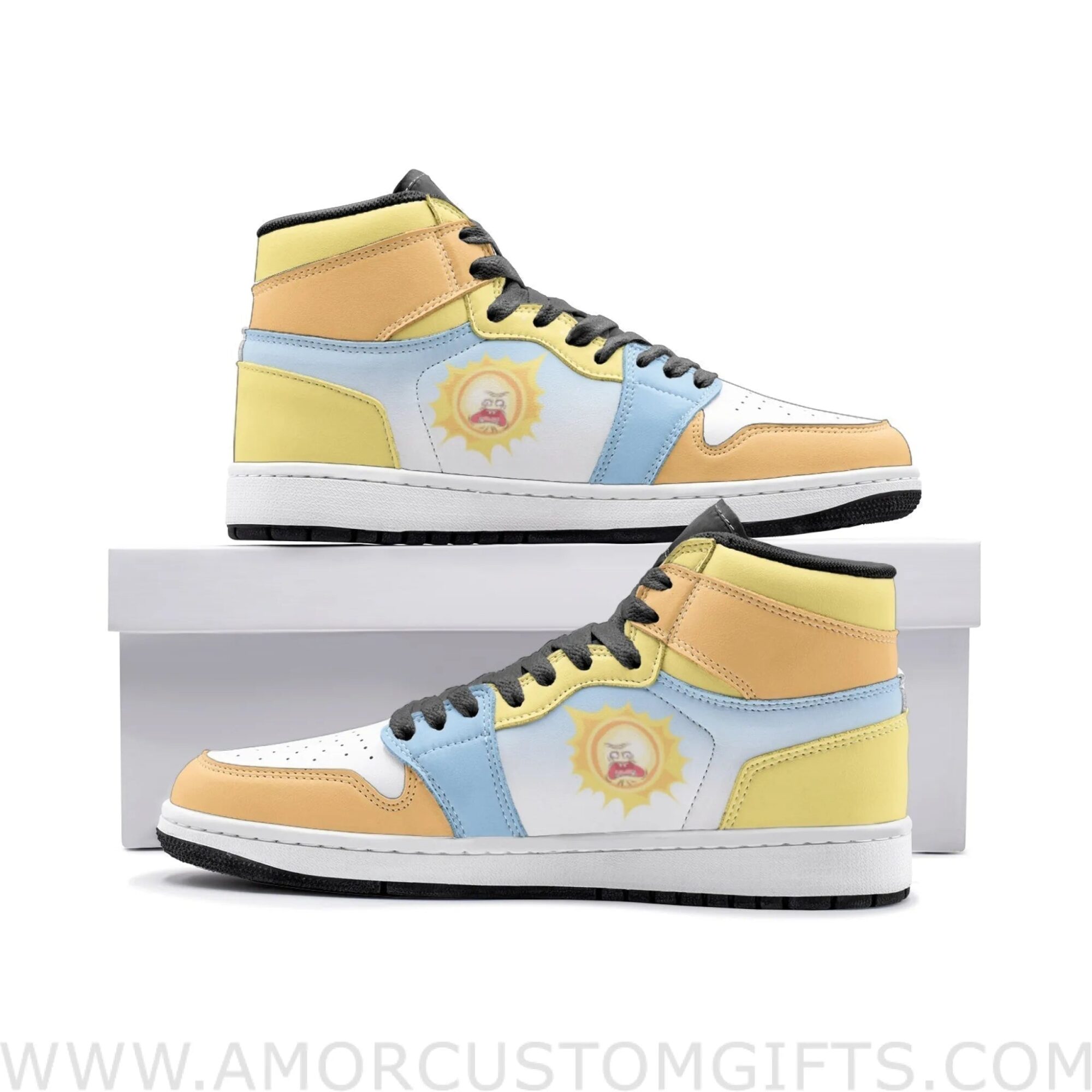 Custom Screaming Sun Rick and Morty Mid Top Basketball Sneakers Shoes | Personalizable Anime Fan Sneakers