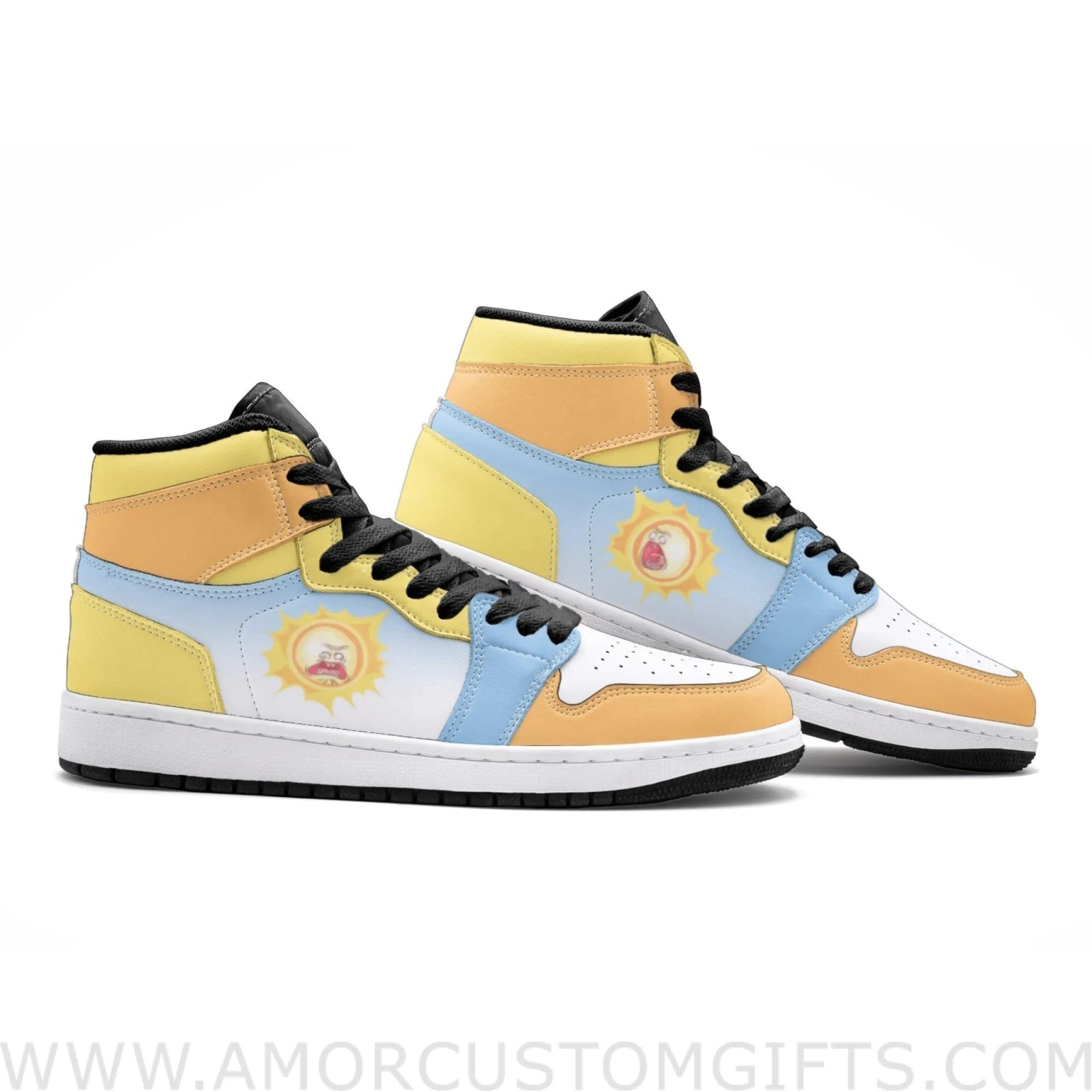 Custom Screaming Sun Rick and Morty Mid Top Basketball Sneakers Shoes | Personalizable Anime Fan Sneakers