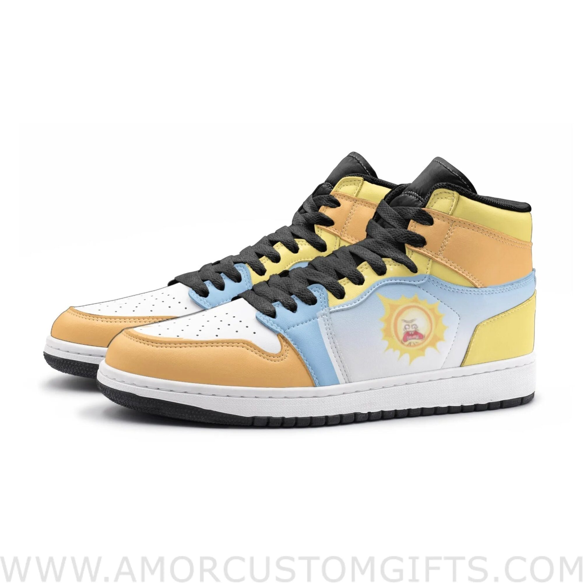 Custom Screaming Sun Rick and Morty Mid Top Basketball Sneakers Shoes | Personalizable Anime Fan Sneakers