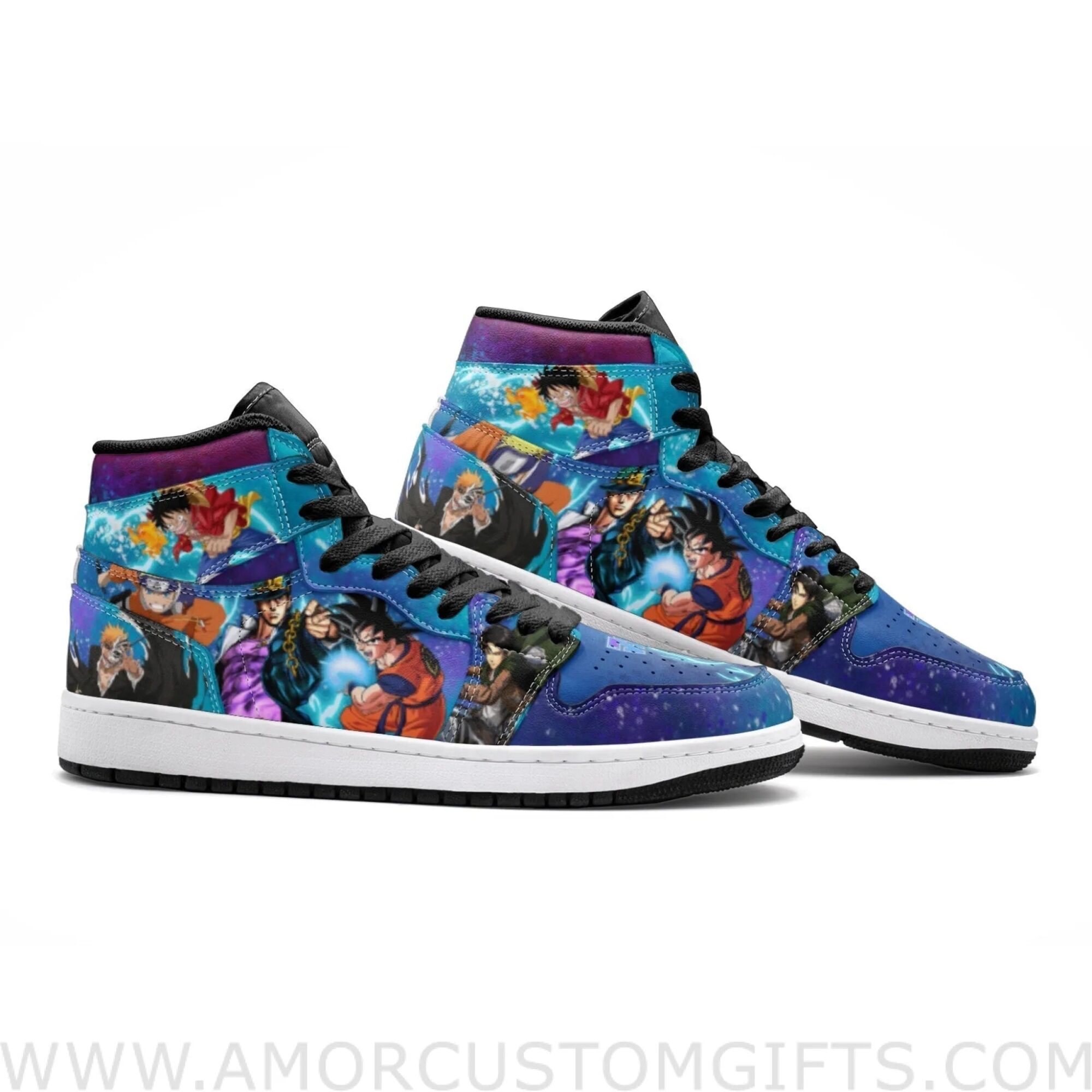 Custom Shonen Classic vs Next Gen 2 Mid Top Basketball Sneakers Shoes | Personalizable Anime Fan Sneakers