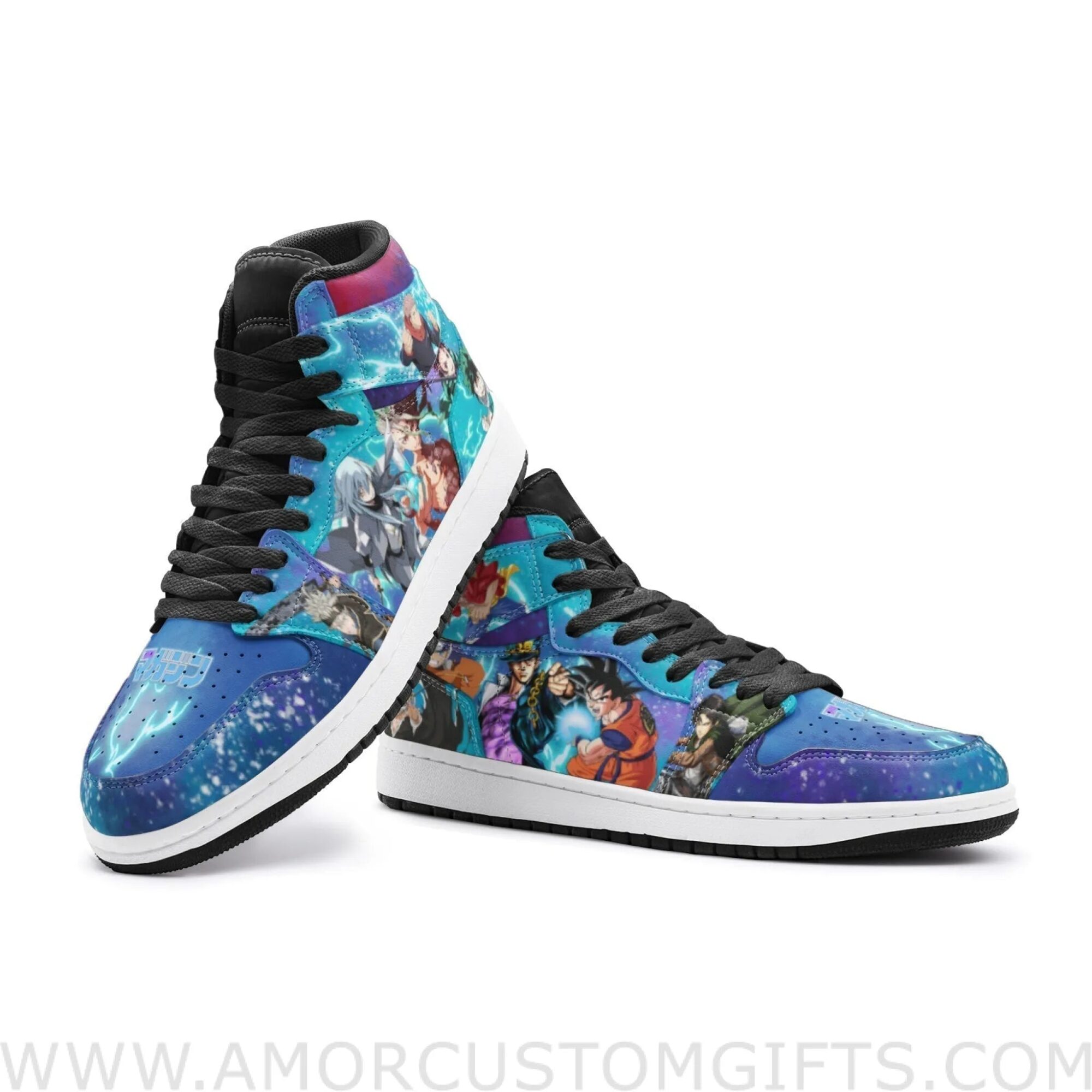 Custom Shonen Classic vs Next Gen 2 Mid Top Basketball Sneakers Shoes | Personalizable Anime Fan Sneakers