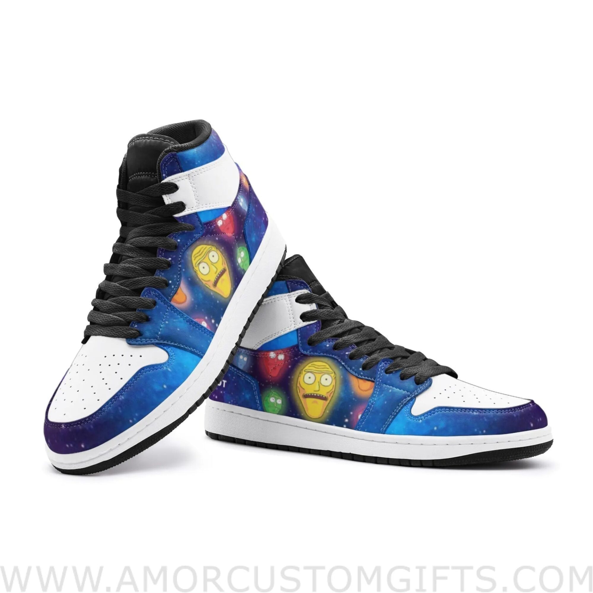 Custom Show Me What You Got Rick and Morty Mid Top Basketball Sneakers Shoes | Personalizable Anime Fan Sneakers