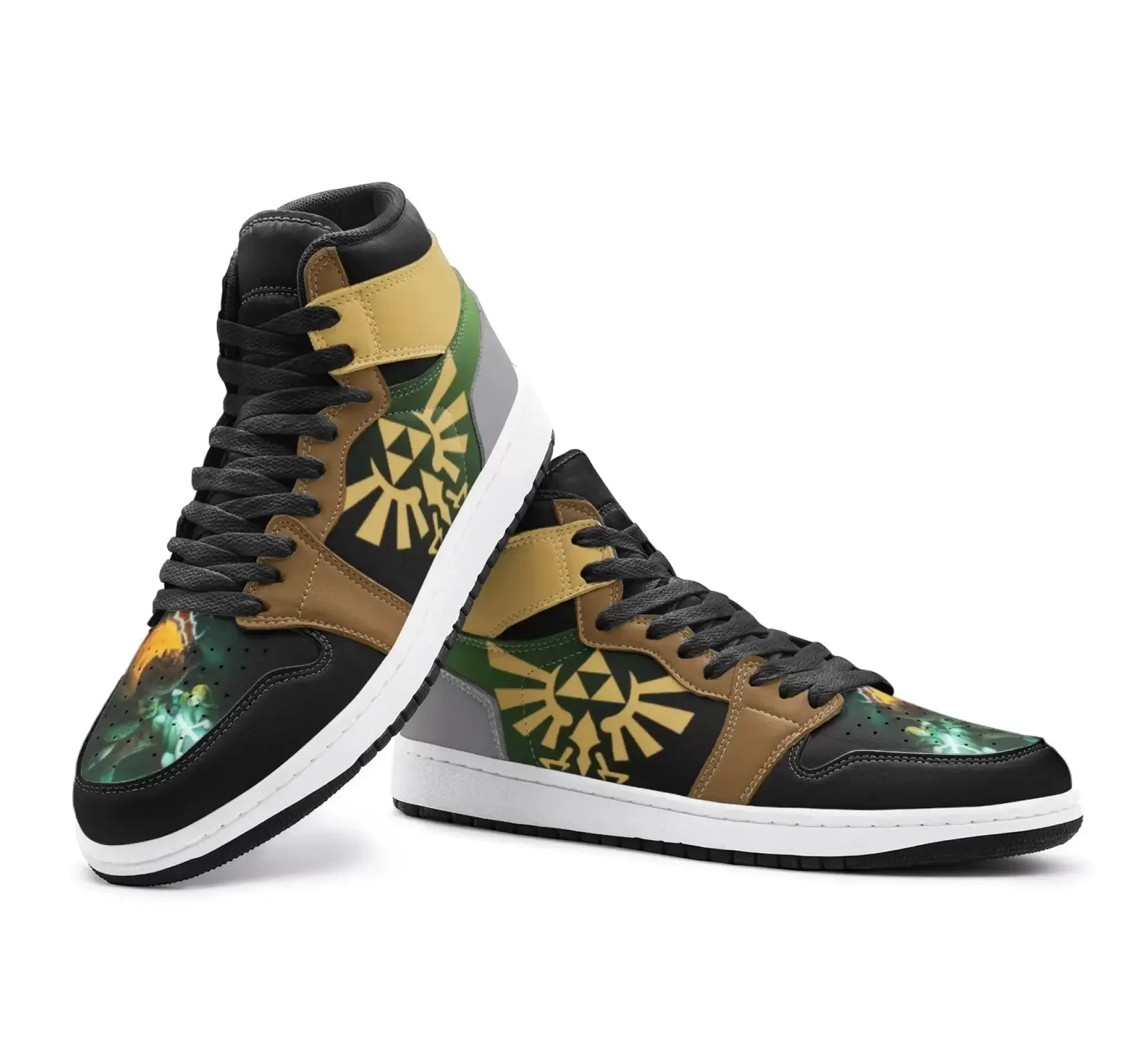 Custom Showdown Battle Zelda Mid Top Basketball Sneakers Shoes | Personalizable Anime Fan Sneakers