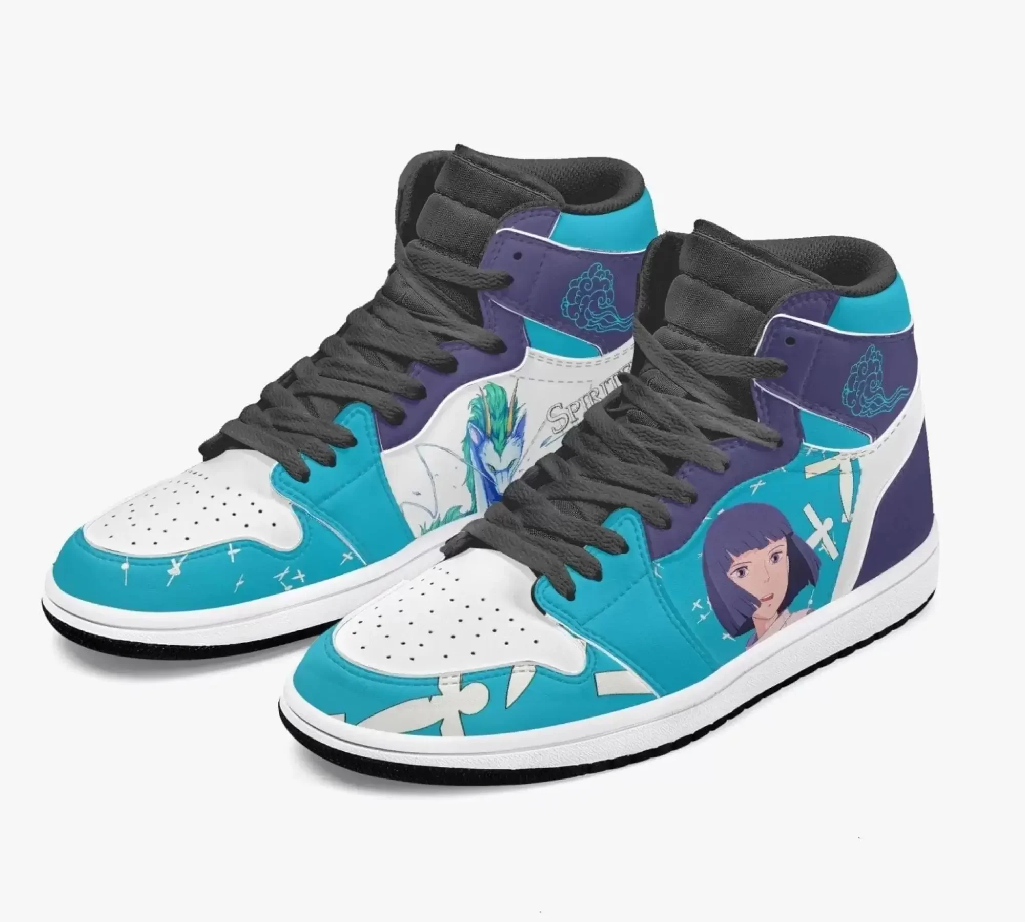 Custom Spirited Away Haku JD1 Anime Sneakers Mid 1 Basketball Shoes