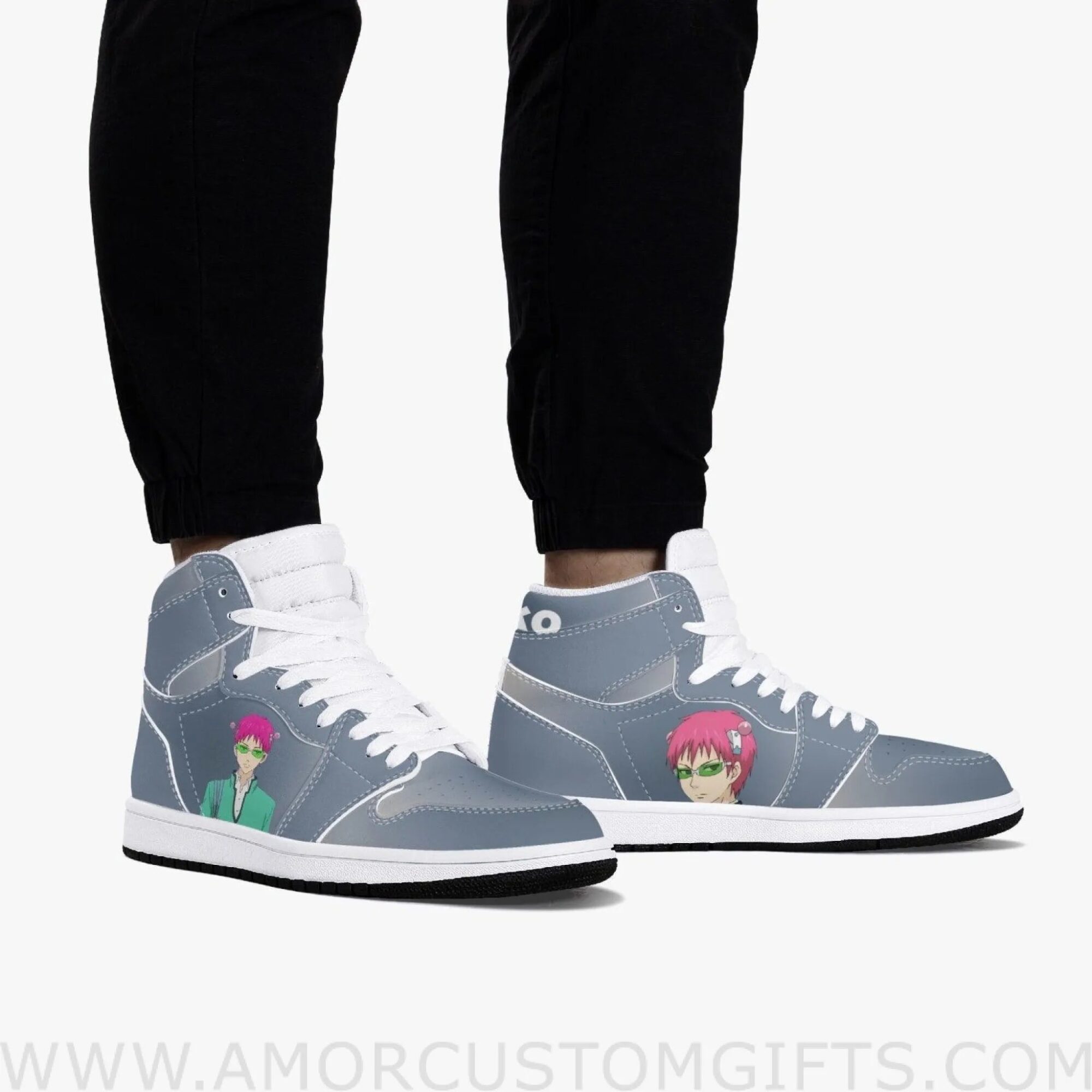 Custom The Disastrous Life of Saiki K Saiki Kusuo JD1 Anime Sneakers Mid 1 Basketball Shoes