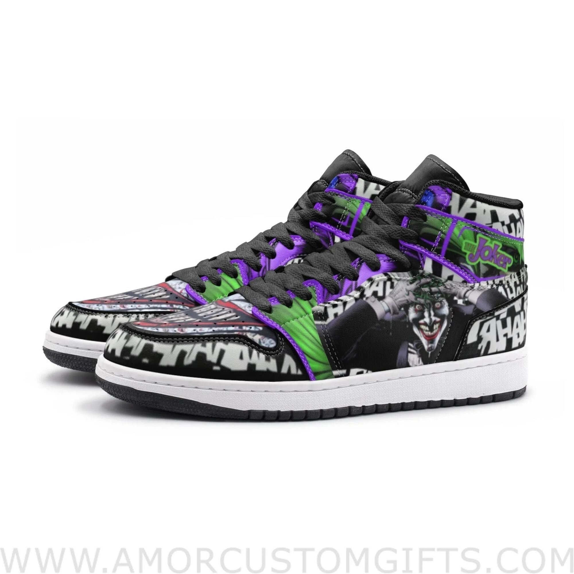 Custom The Joker Mid Top Basketball Sneakers Shoes | Personalizable Anime Fan Sneakers