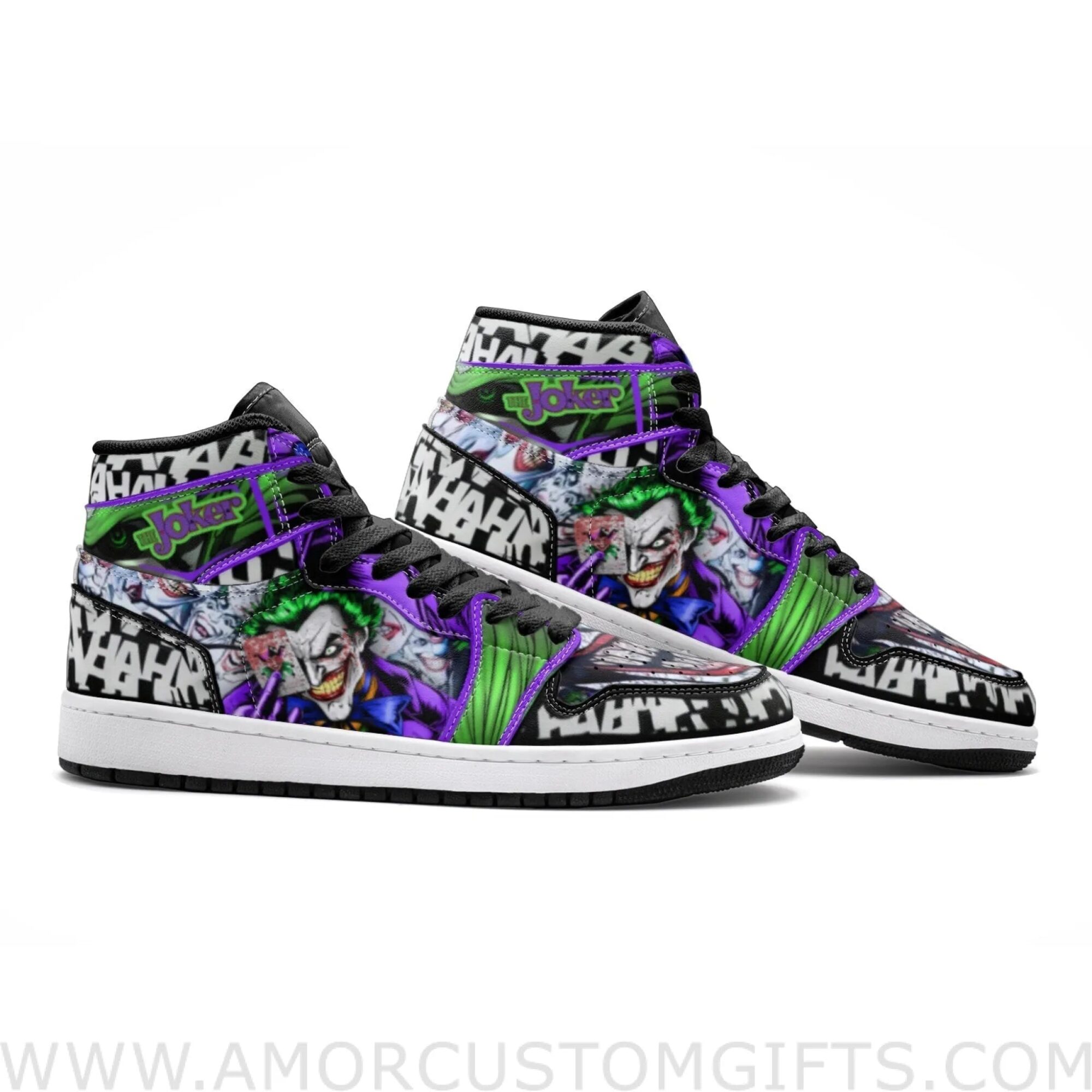 Custom The Joker Mid Top Basketball Sneakers Shoes | Personalizable Anime Fan Sneakers