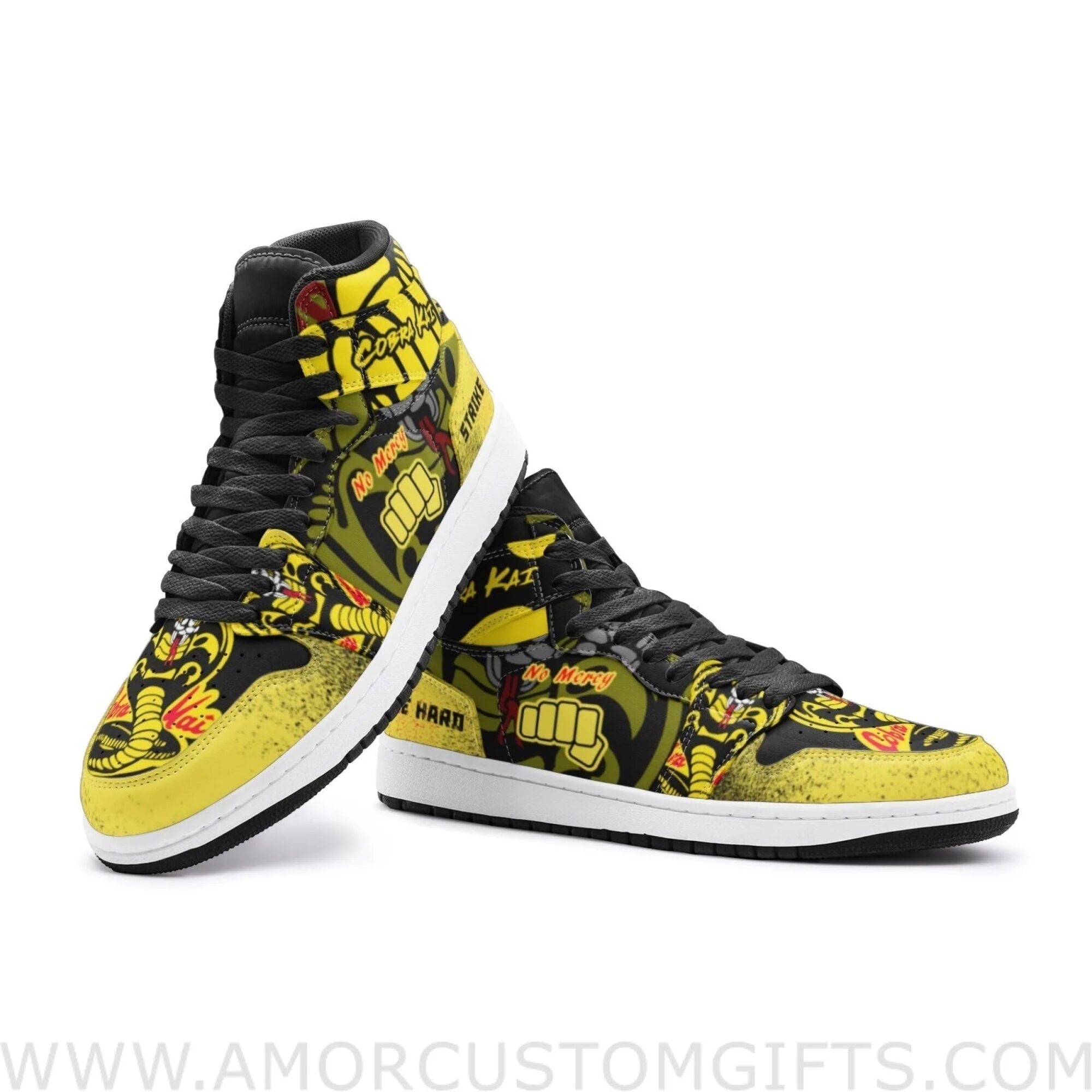 Custom The Karate Kid Cobra Kai Mid Top Basketball Sneakers Shoes | Personalizable Anime Fan Sneakers