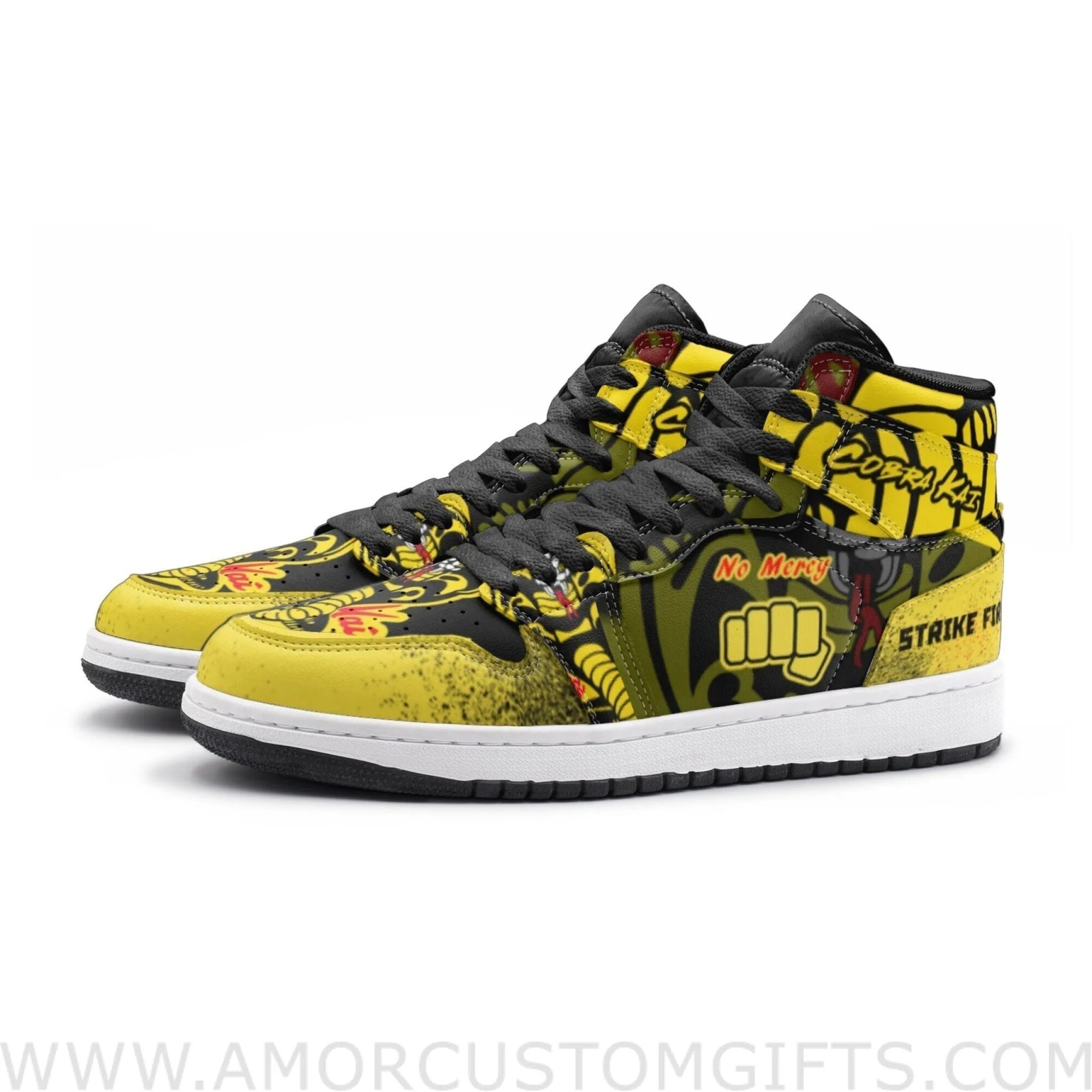 Custom The Karate Kid Cobra Kai Mid Top Basketball Sneakers Shoes | Personalizable Anime Fan Sneakers