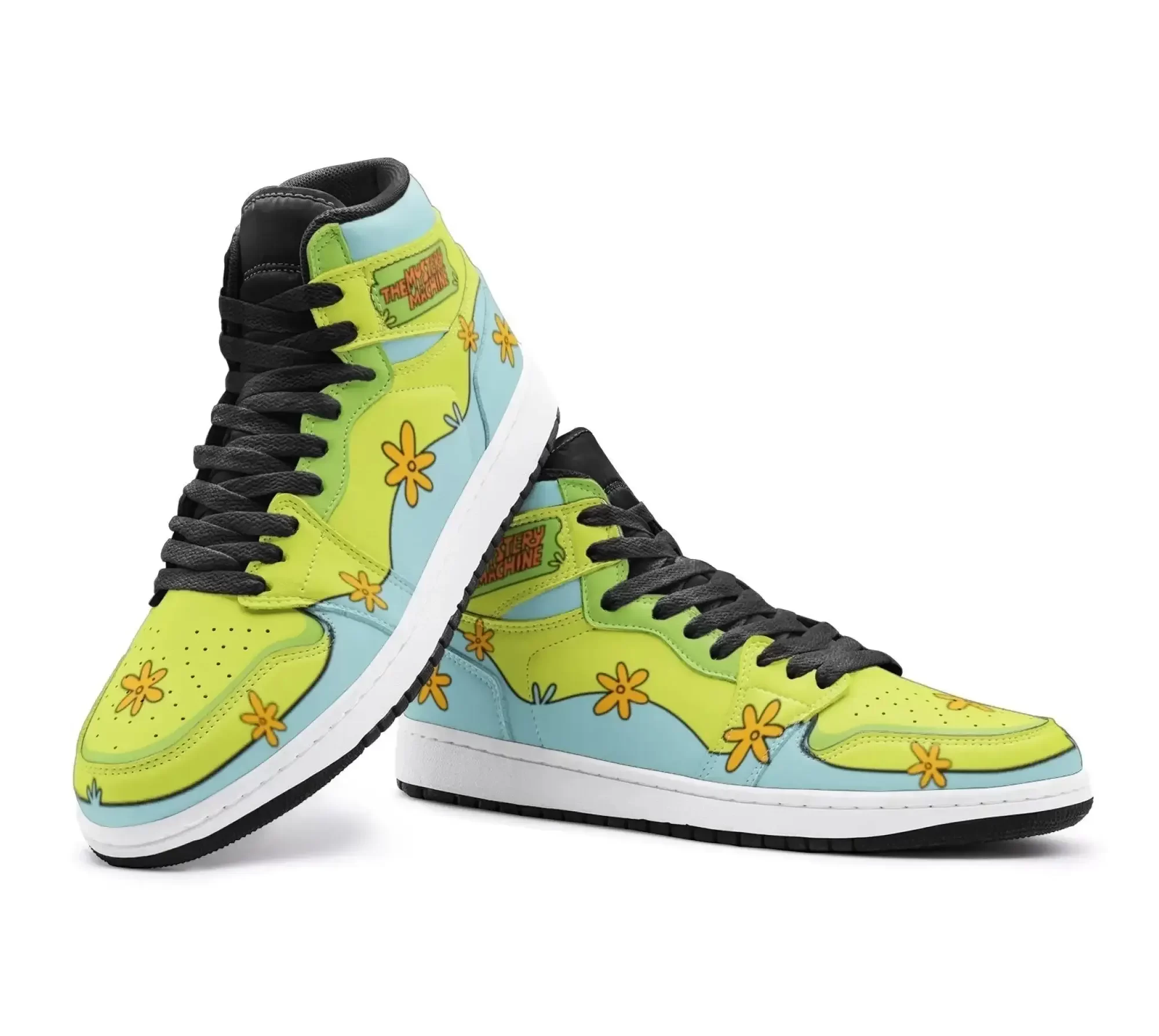 Custom The Mystery Machine Scooby Doo Mid Top Basketball Sneakers Shoes | Personalizable Anime Fan Sneakers