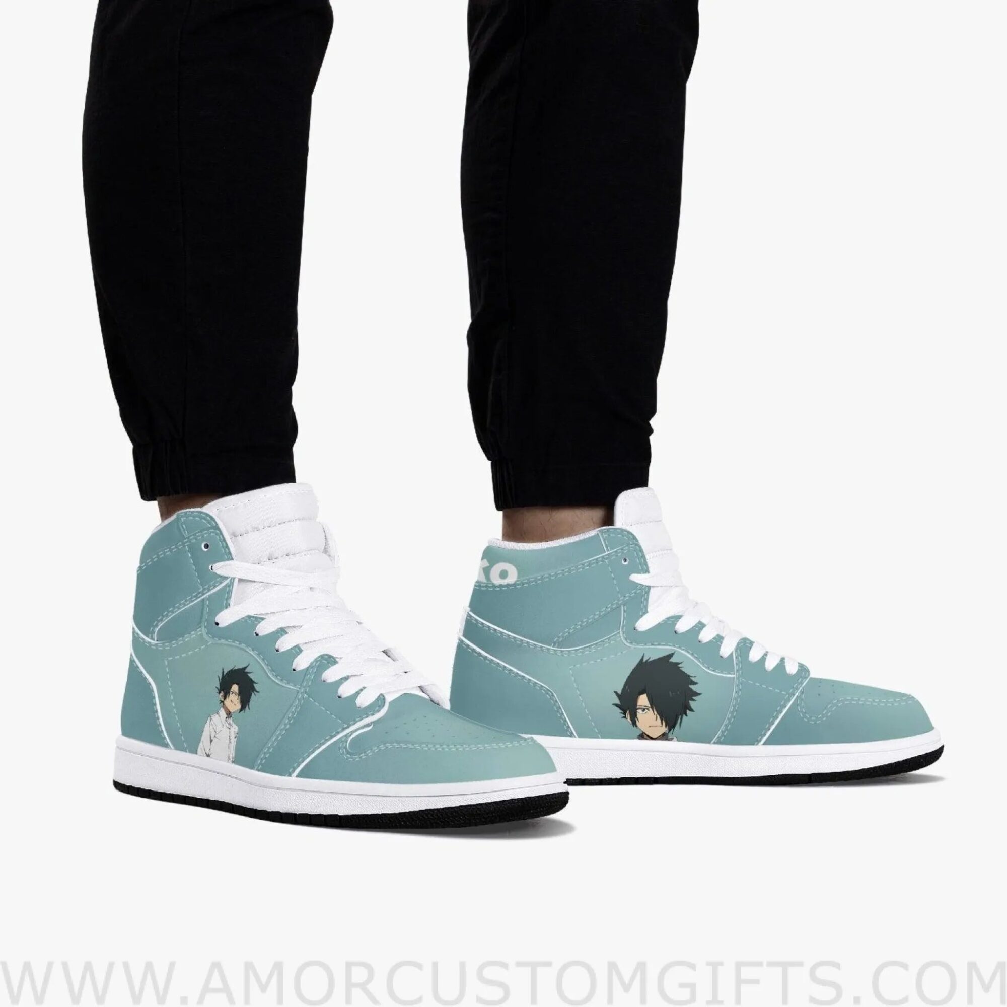 Custom The Promised Neverland Ray JD1 Anime Sneakers Mid 1 Basketball Shoes