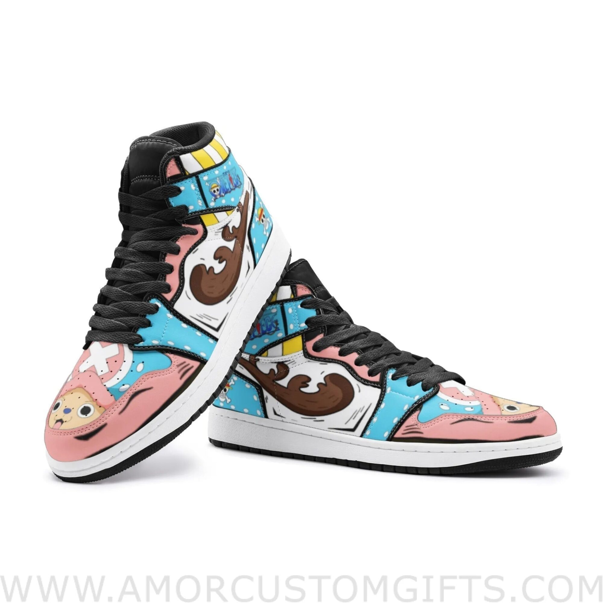 Custom Tony Tony Chopper One Piece Mid Top Basketball Sneakers Shoes | Personalizable Anime Fan Sneakers