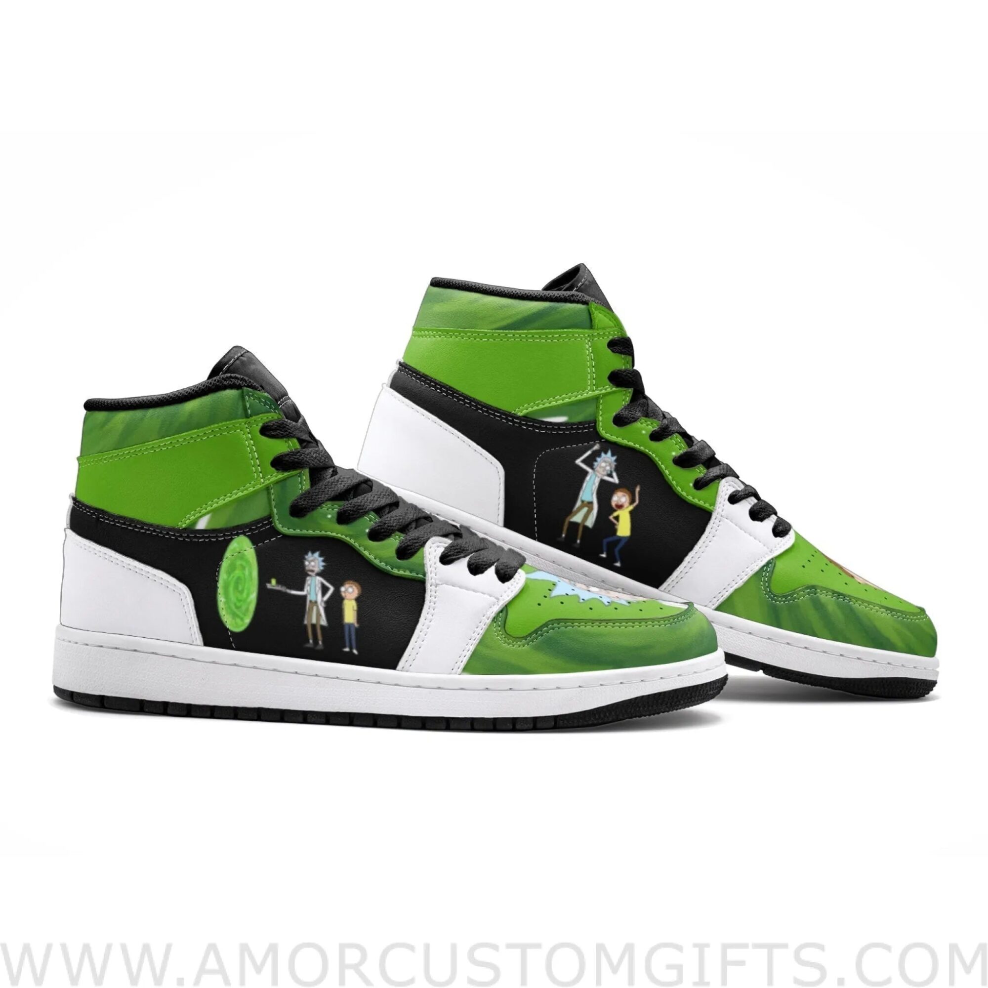 Custom Travel Time Rick and Morty Mid Top Basketball Sneakers Shoes | Personalizable Anime Fan Sneakers