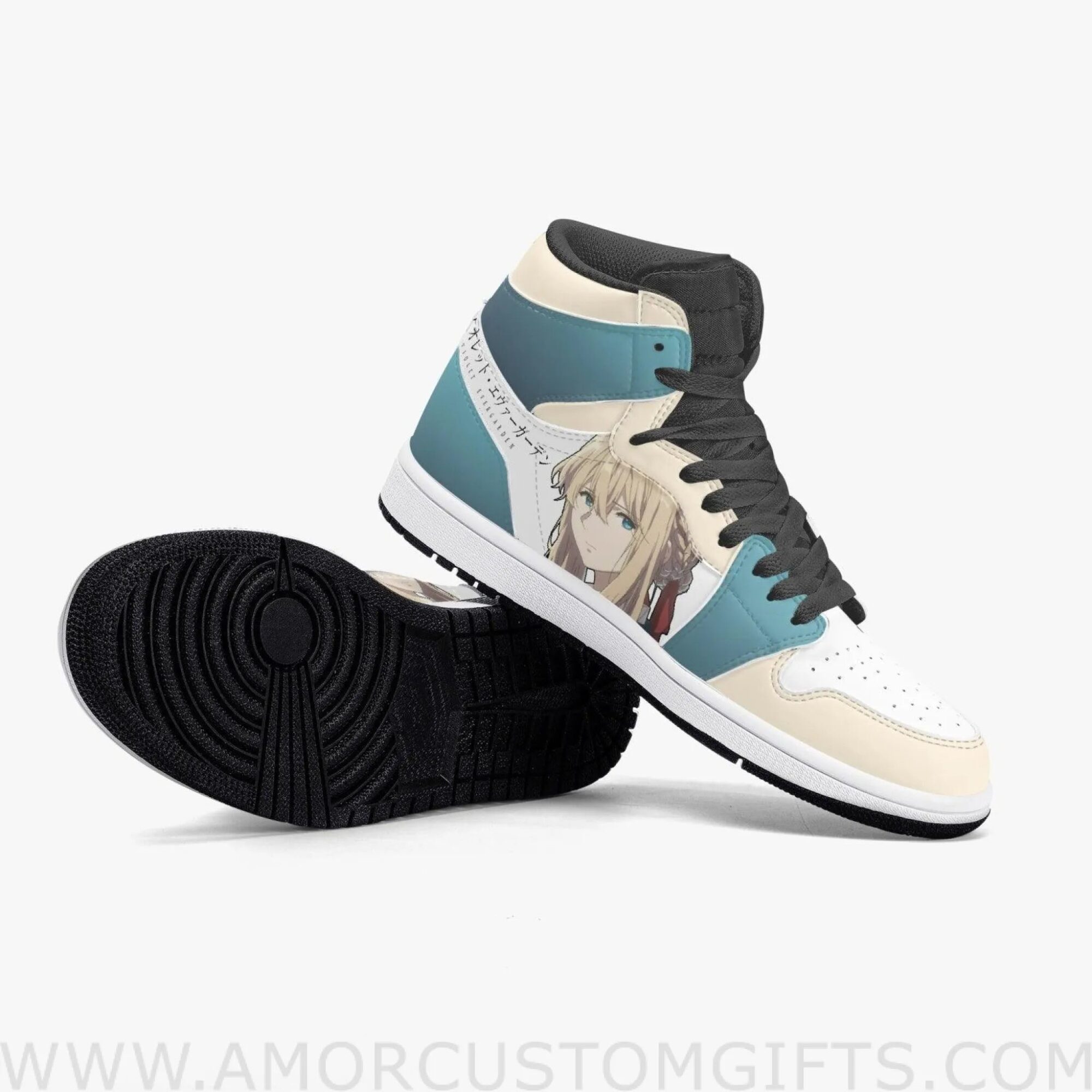 Custom Violet Evergarden Violet JD1 Anime Sneakers Mid 1 Basketball Shoes