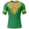 Hooktab Green Ranger Gold Shield Mighty Morphin Power Rangers Short Sleeve Rash Guard Compression Shirt Cosplay Anime Gym Shirt