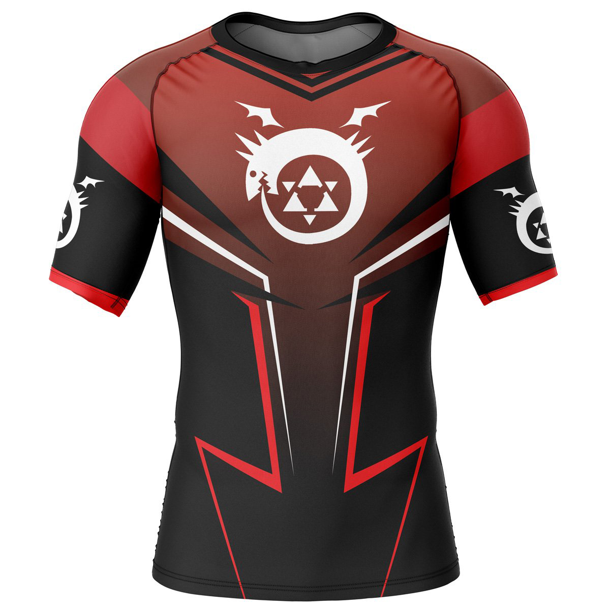 Hooktab Homunculus Fullmetal Alchemist Short Sleeve Rash Guard Compression Shirt Cosplay Anime Gym Shirt