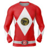 Hooktab Red Ranger Power Rangers Long Sleeve Rash Guard Compression Cosplay Anime Gym Shirt