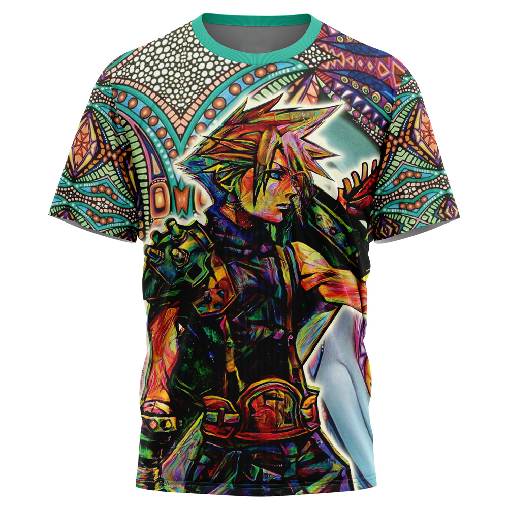 Hooktab Trippy Cloud Strife Final Fantasy 7 Anime T-Shirt